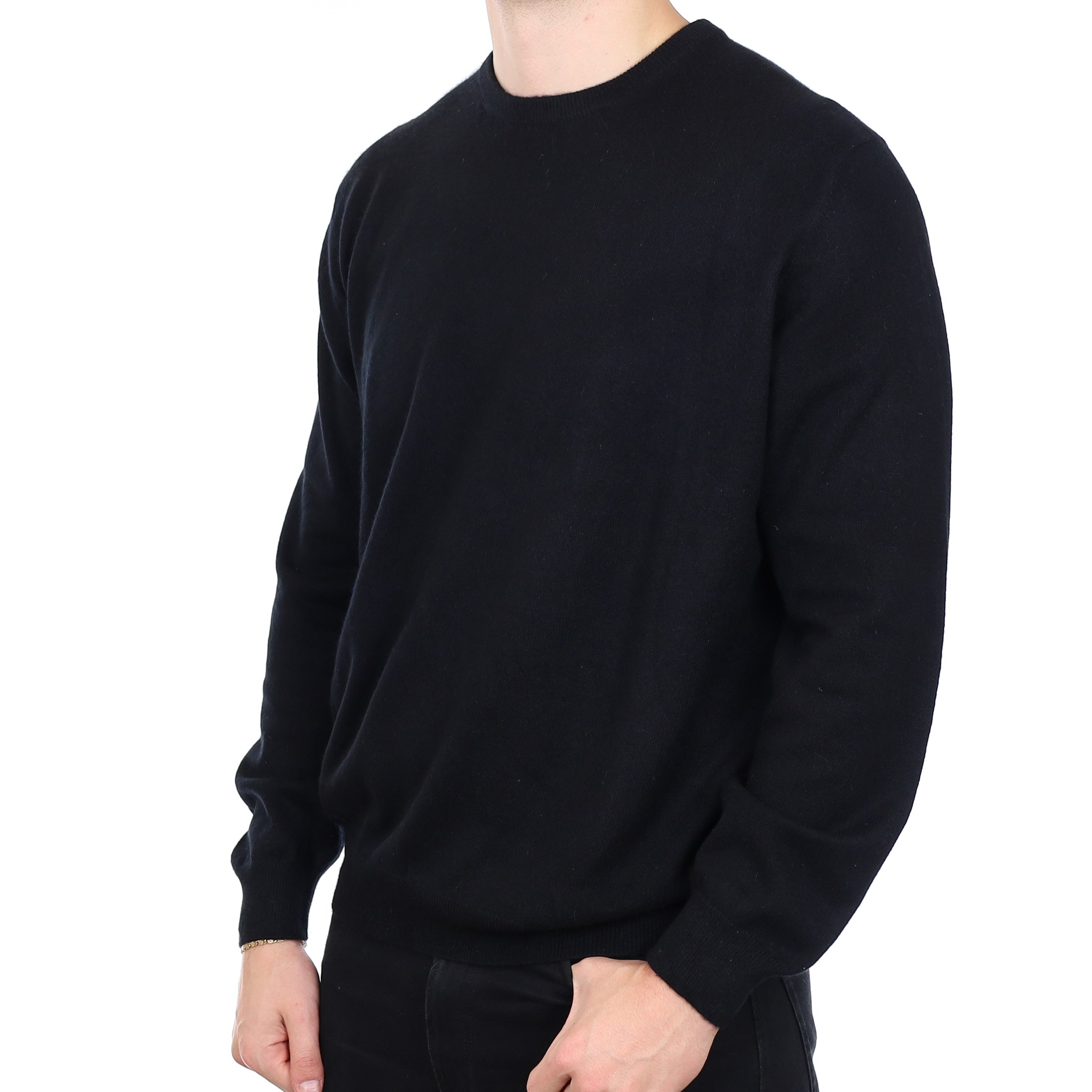 Men’s Black Cashmere Crew Neck Jumper XXL