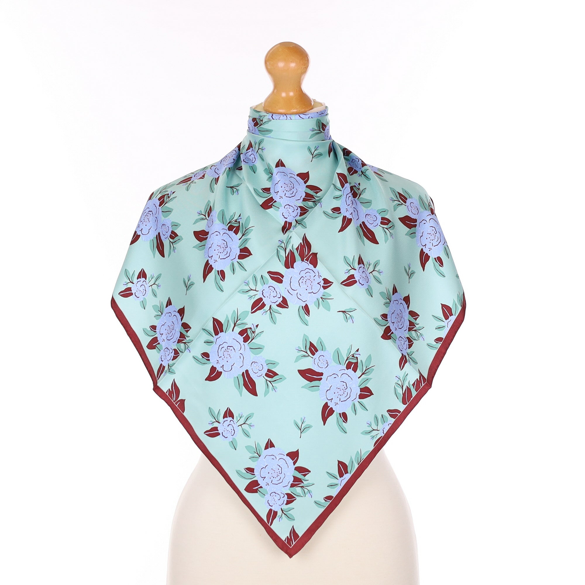 Mint Green Floral Silk Scarf