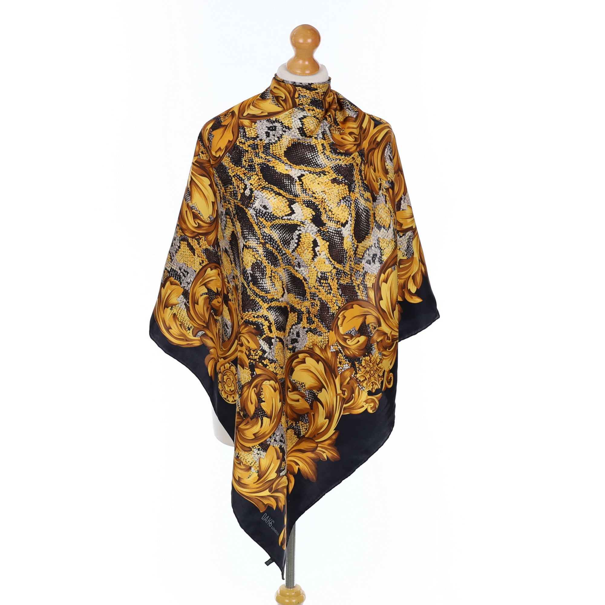 Daks Gold and Black Baroque Silk Scarf