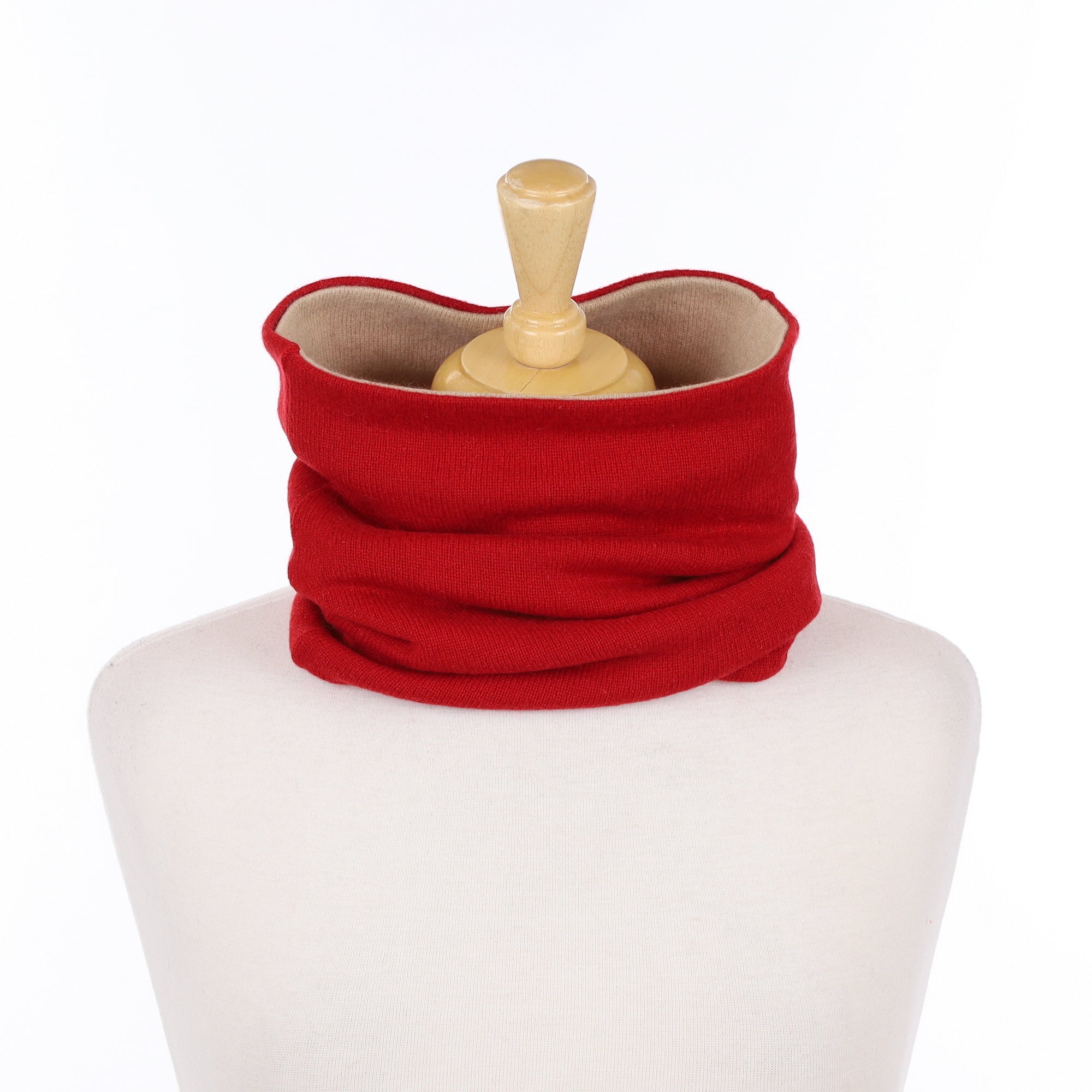 Post Box Red and Fawn Luxury Double Layered Snood