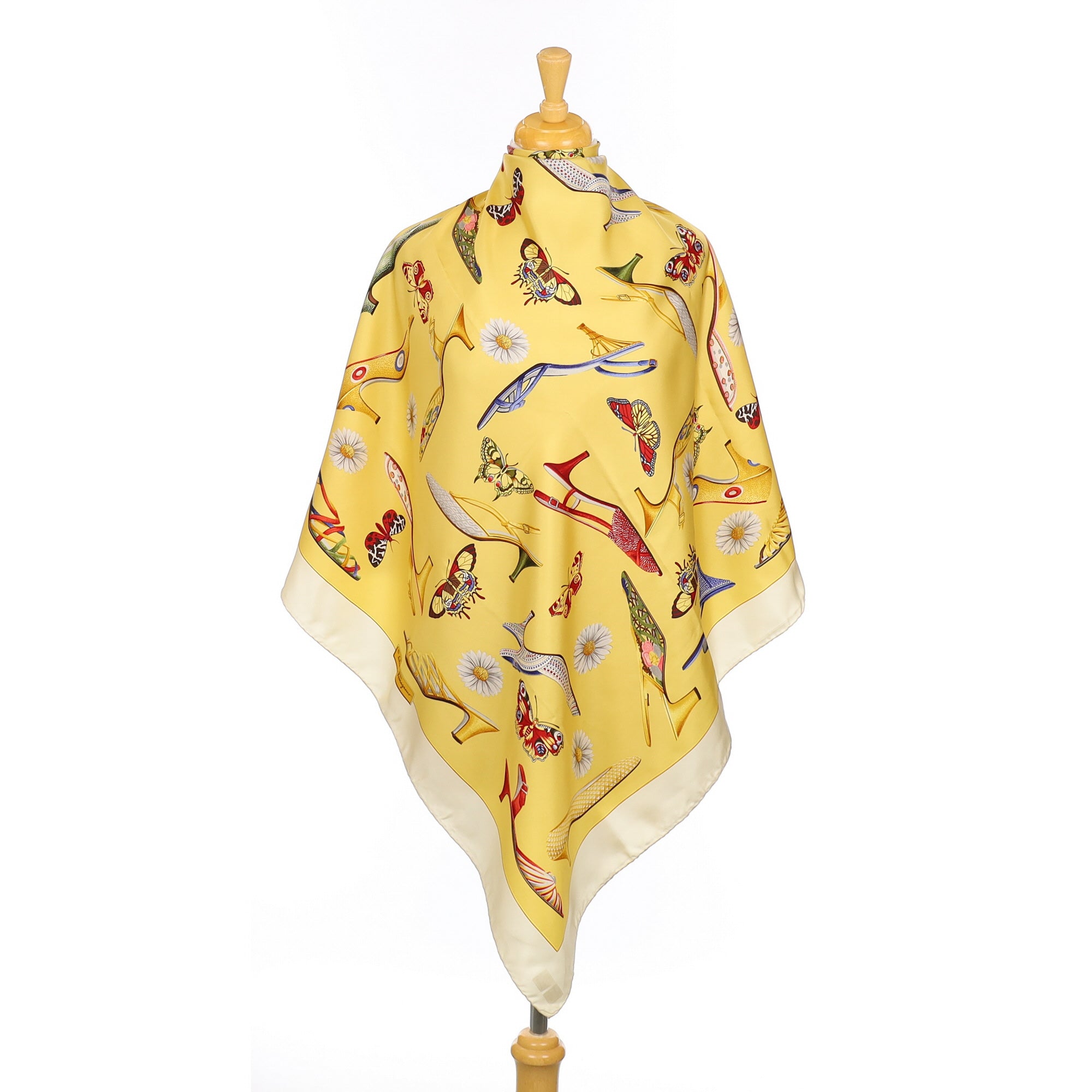 Salvatore Ferragamo Yellow Shoe Silk Scarf