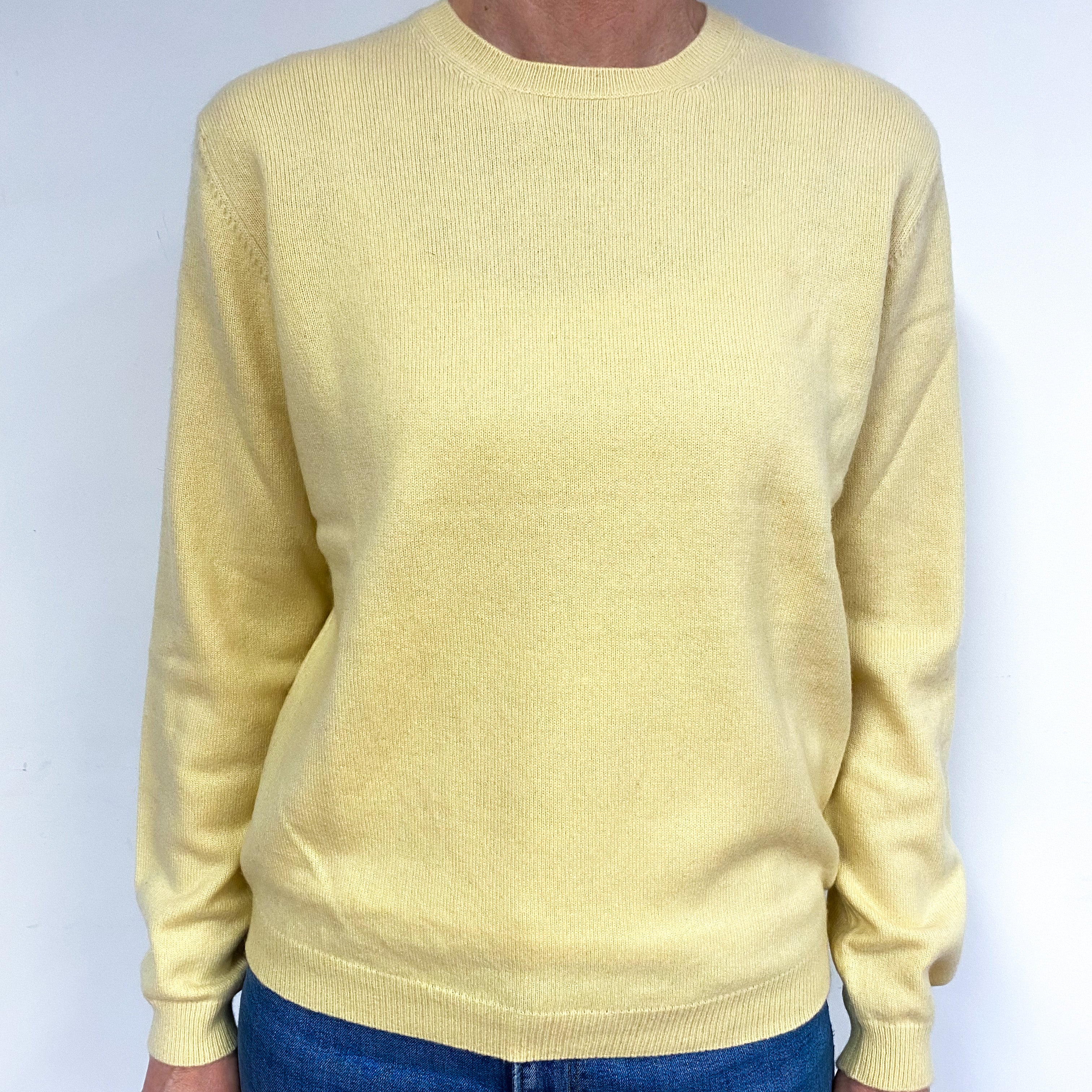 Lemon Yellow Cashmere Crew Neck Jumper Medium