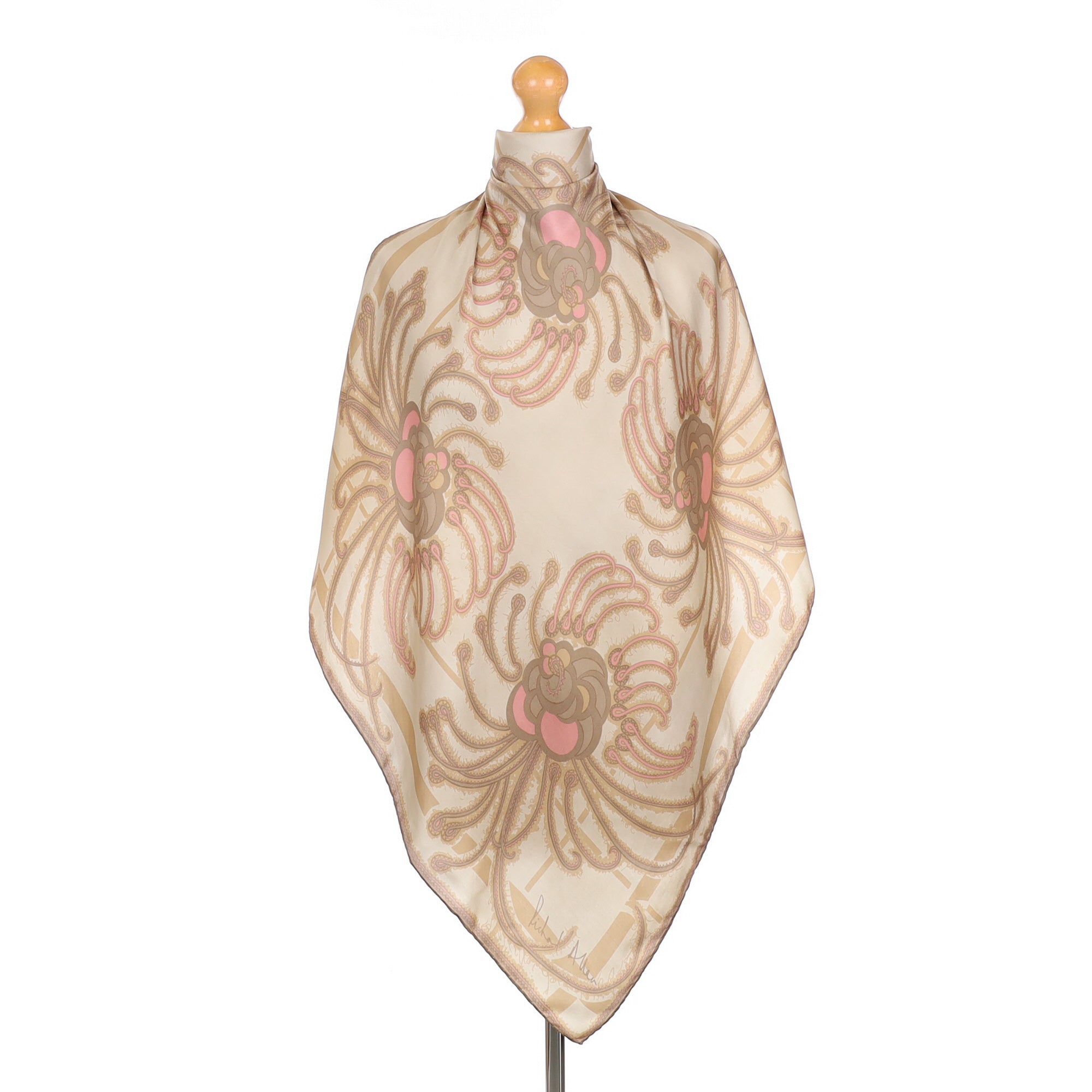 Richard Allan Fawn Floral Vintage Silk Scarf