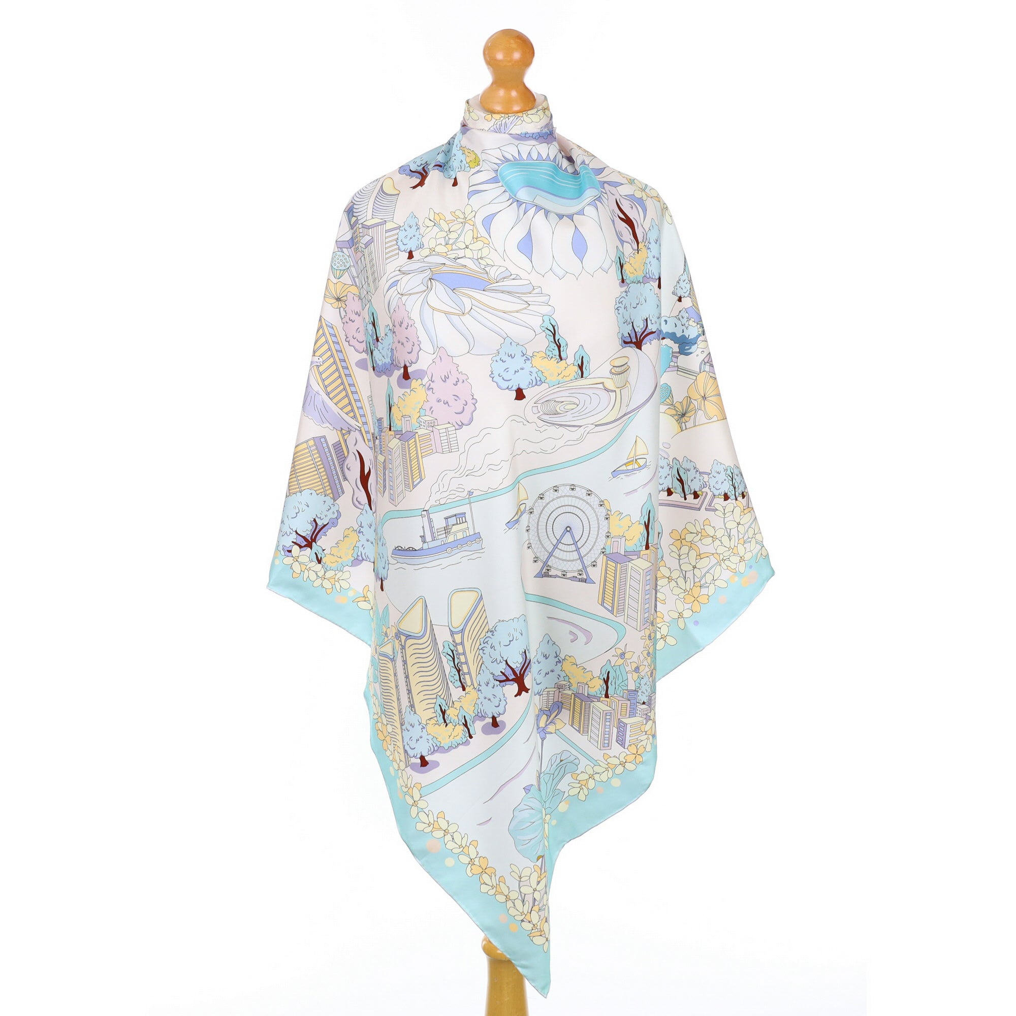 Immaculate Reversible Pink and Aqua Silk Scarf