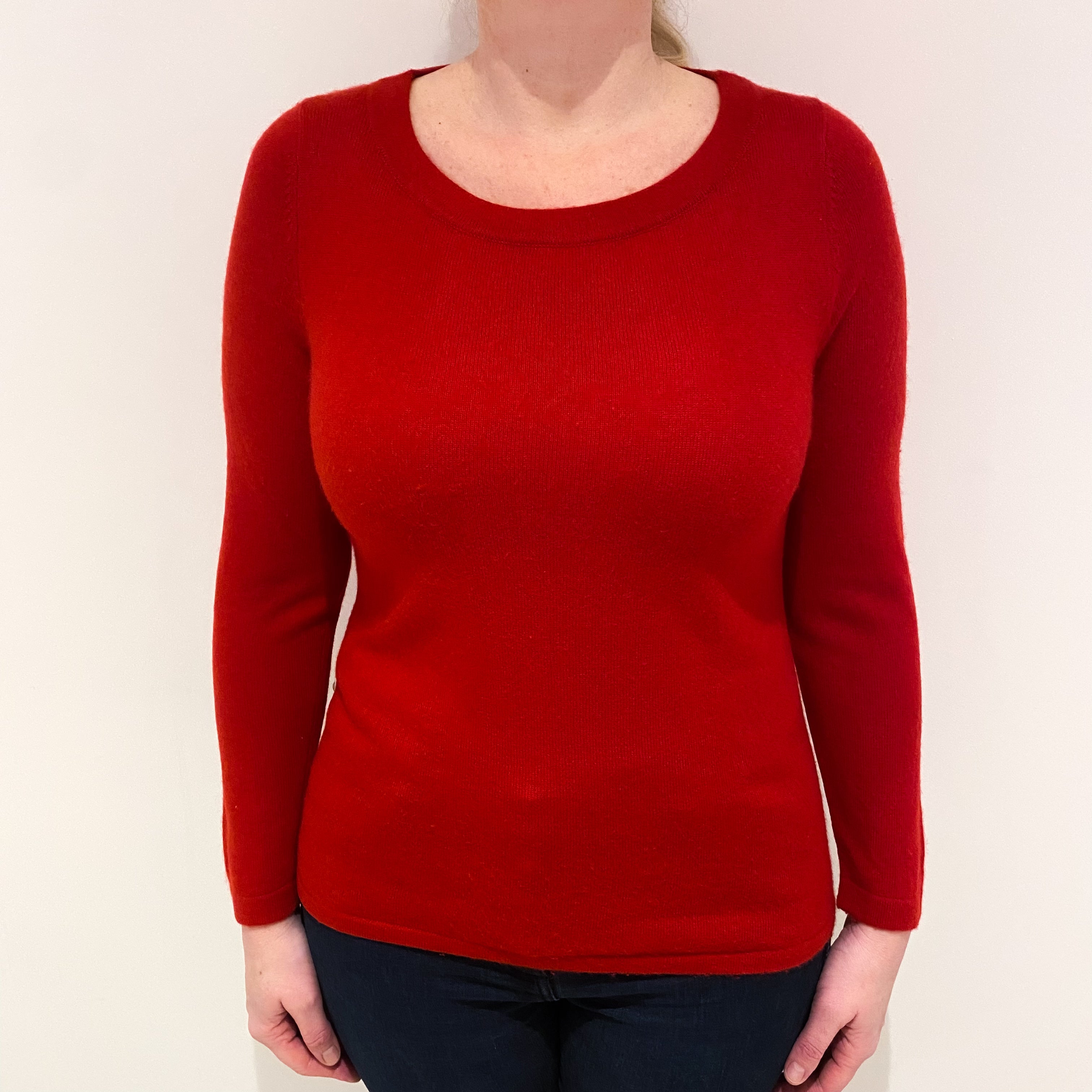 Post Box Red Cashmere Crew Neck Jumper Large