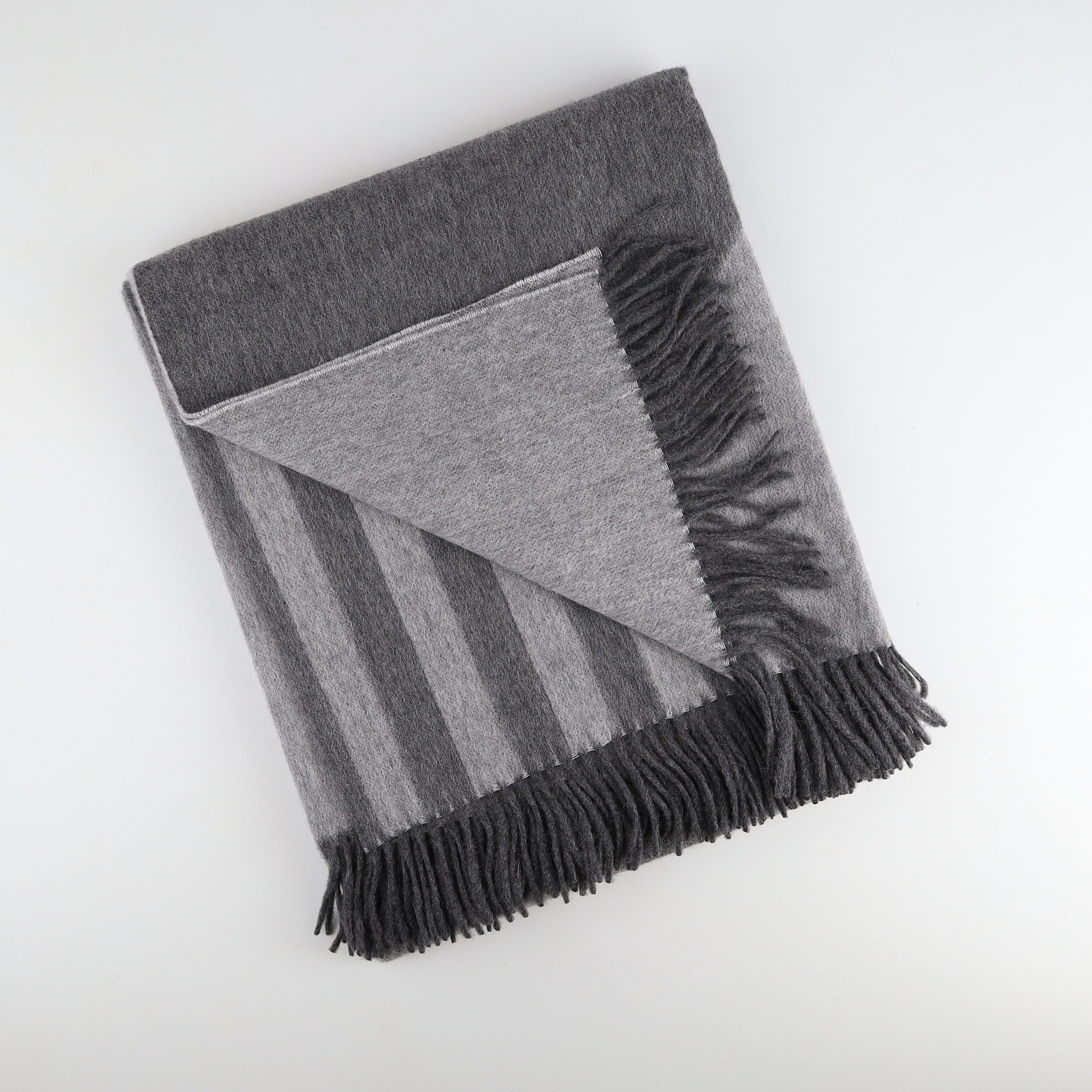 Brand New English Grey Geometric Luxury Woven Cashmere Blanket