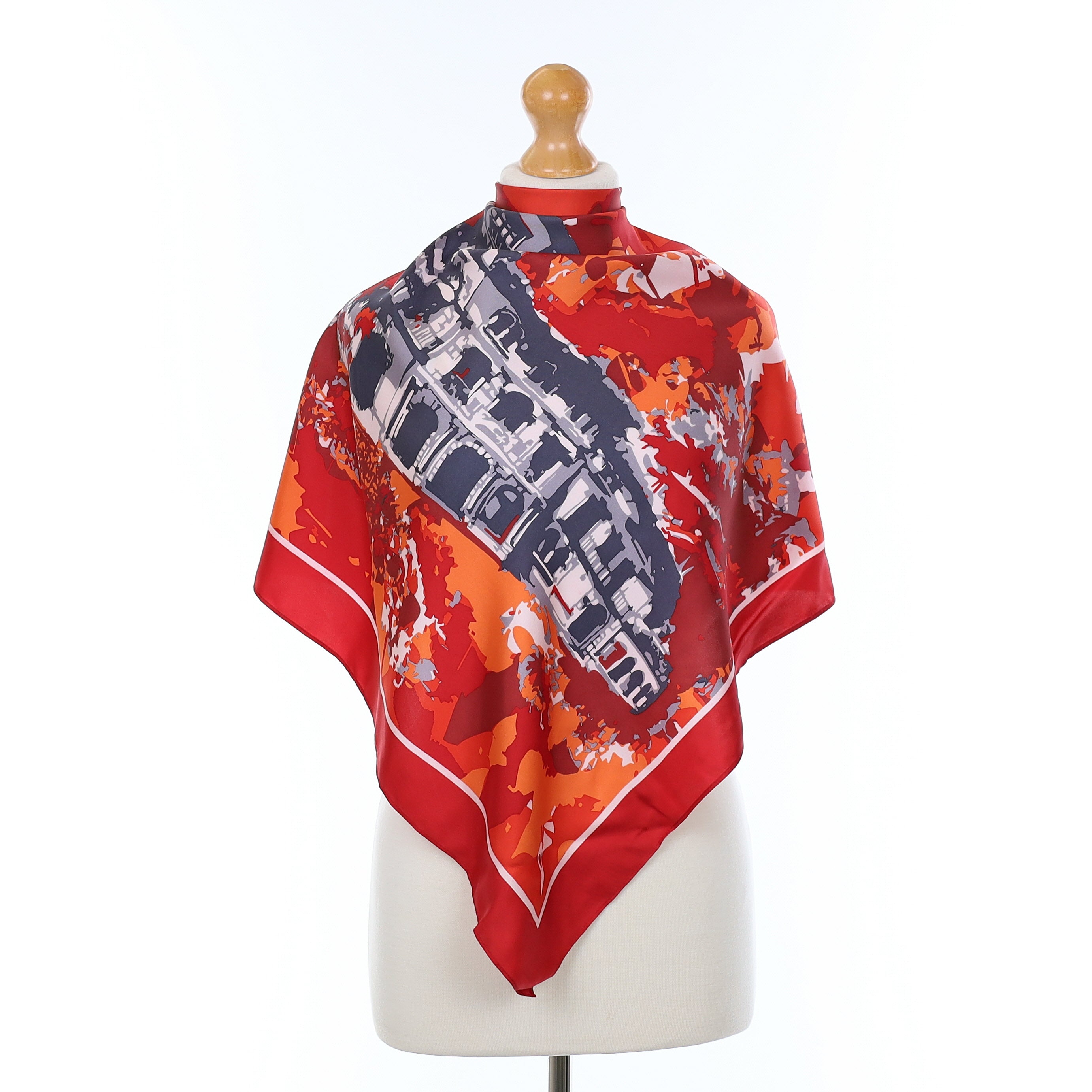 Vibrant Building Scape Silk Scarf