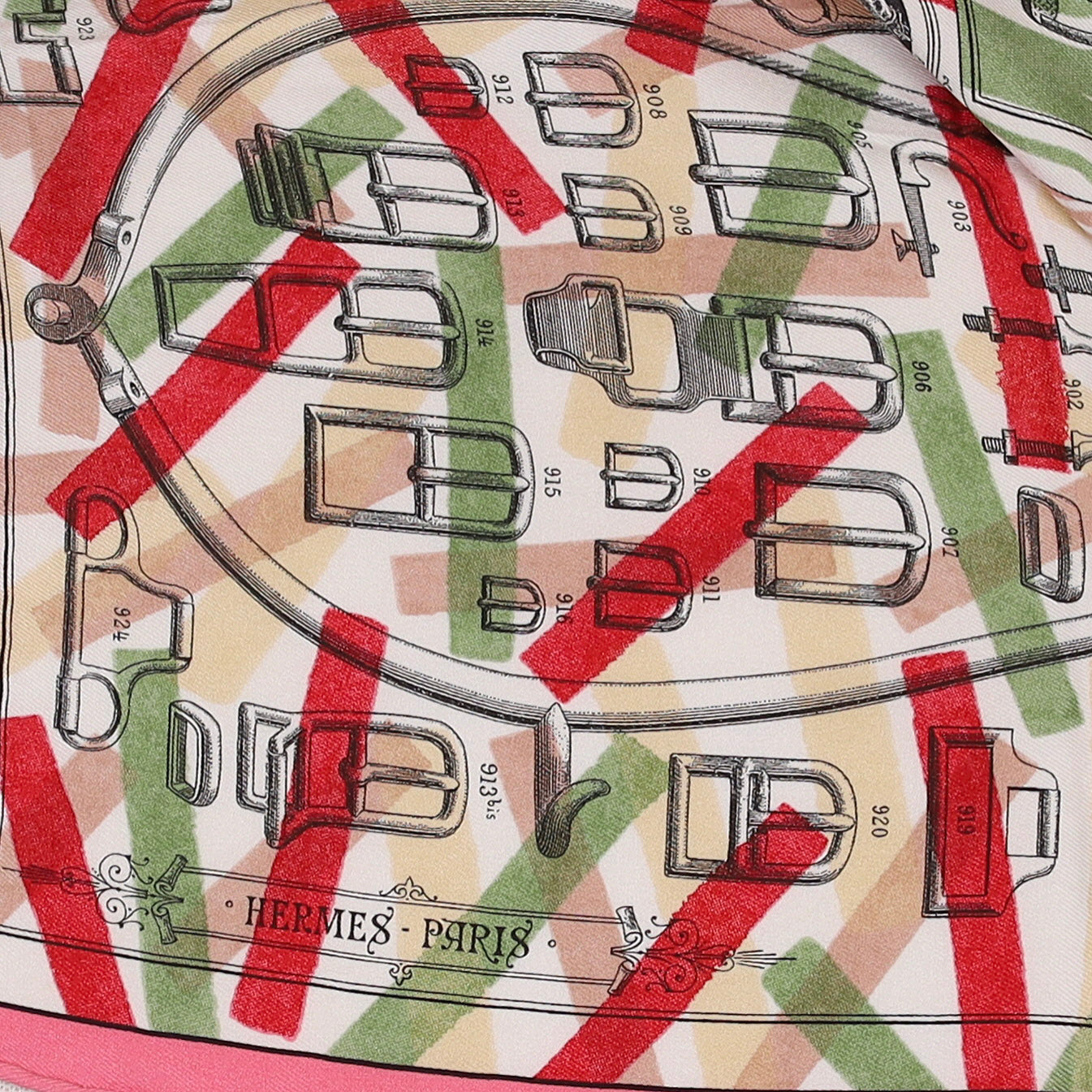 Pristine Hermés 70 Manufacture de Boucleries Silk Scarf
