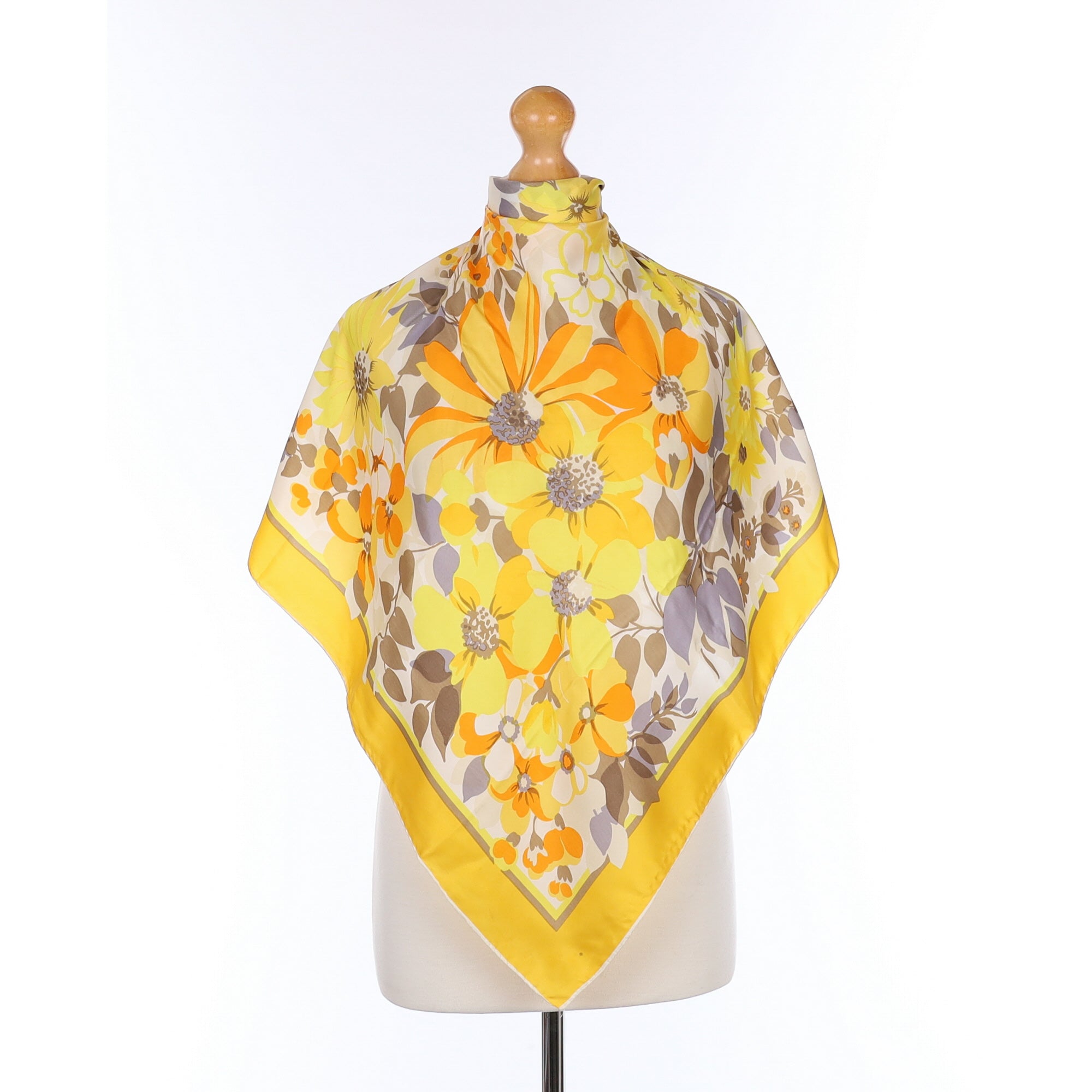 Clifford Bond Orange Floral Vintage Silk Scarf