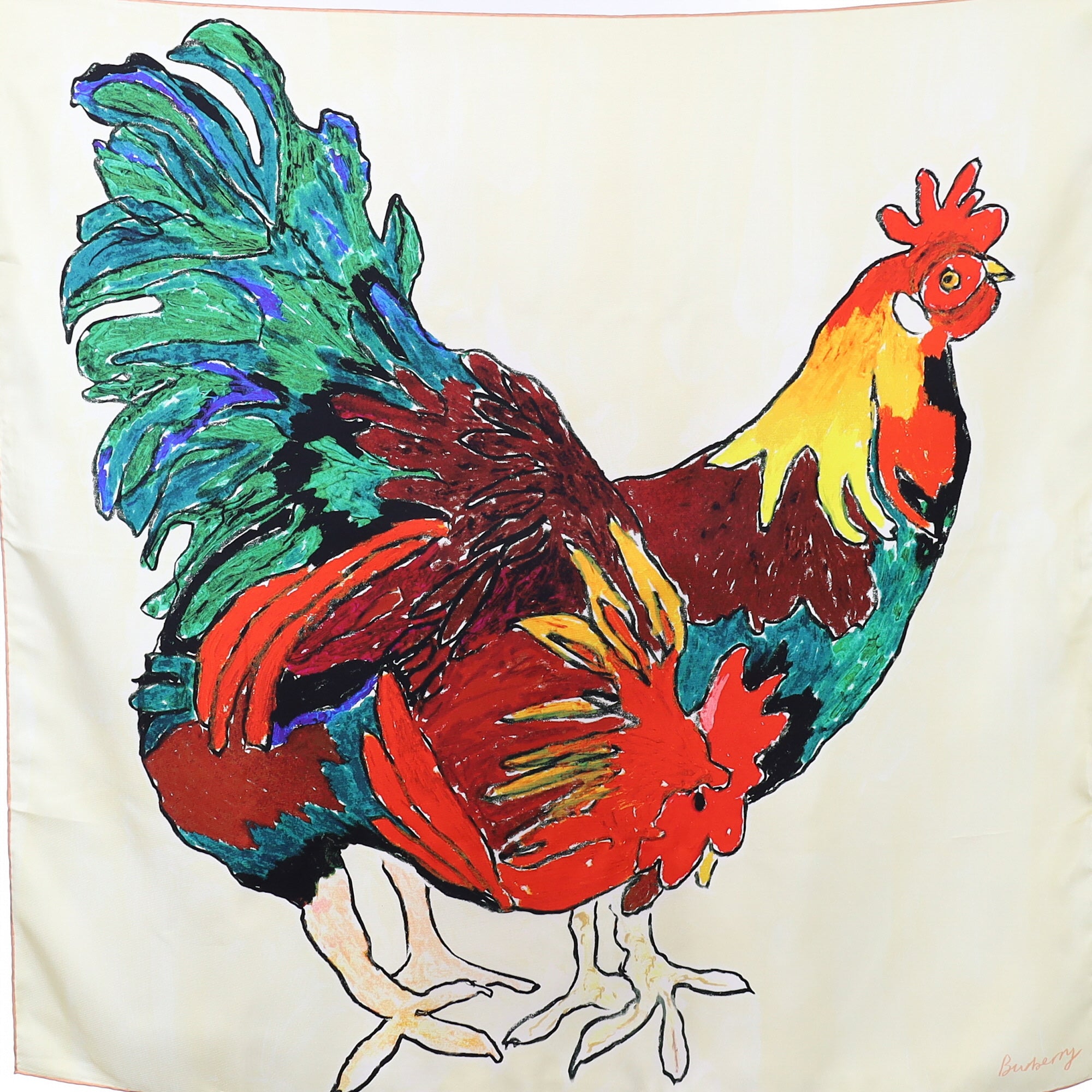 Brand New Burberry Chicken Design Silk Scarf