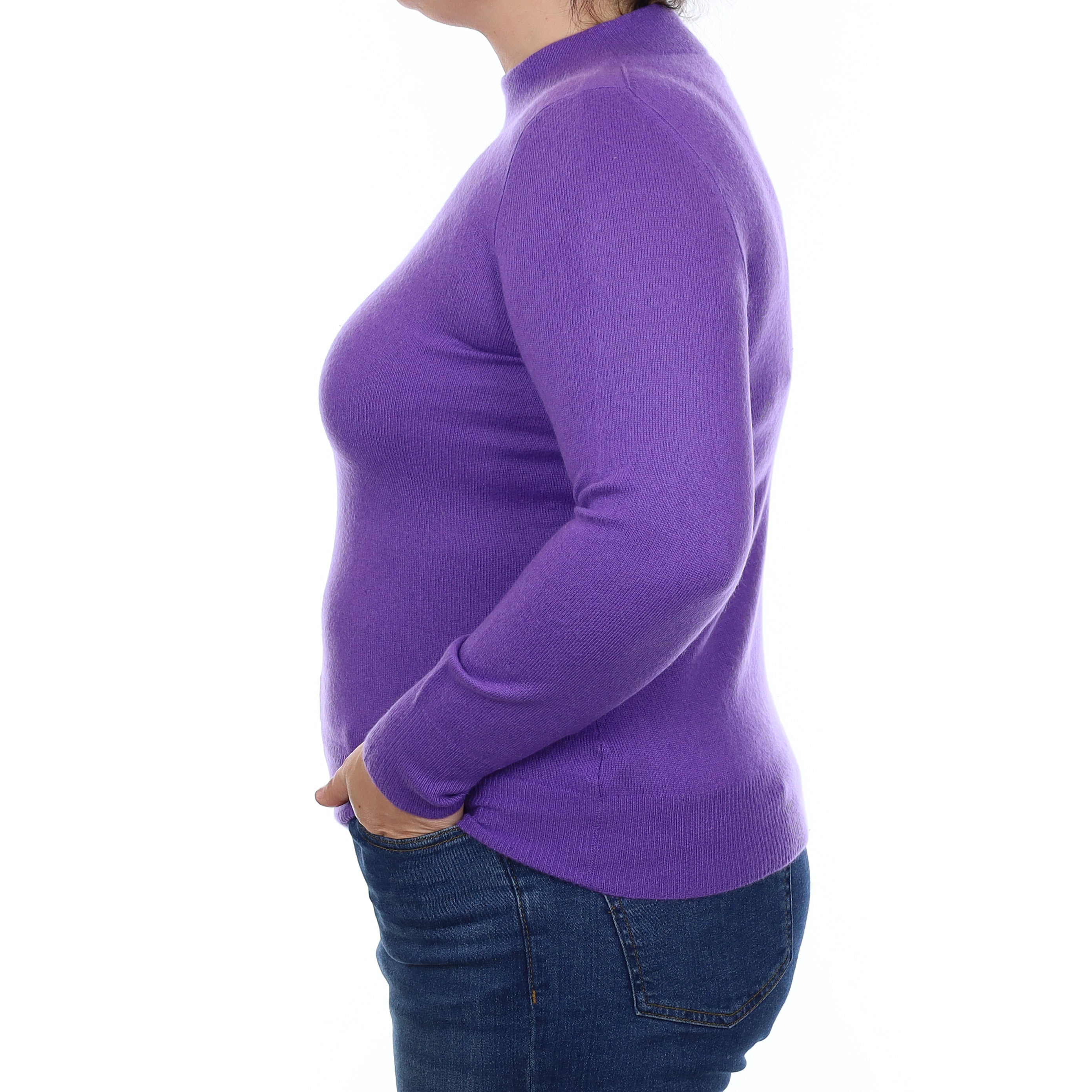 Pansy Purple Cashmere Turtle Neck Jumper Large