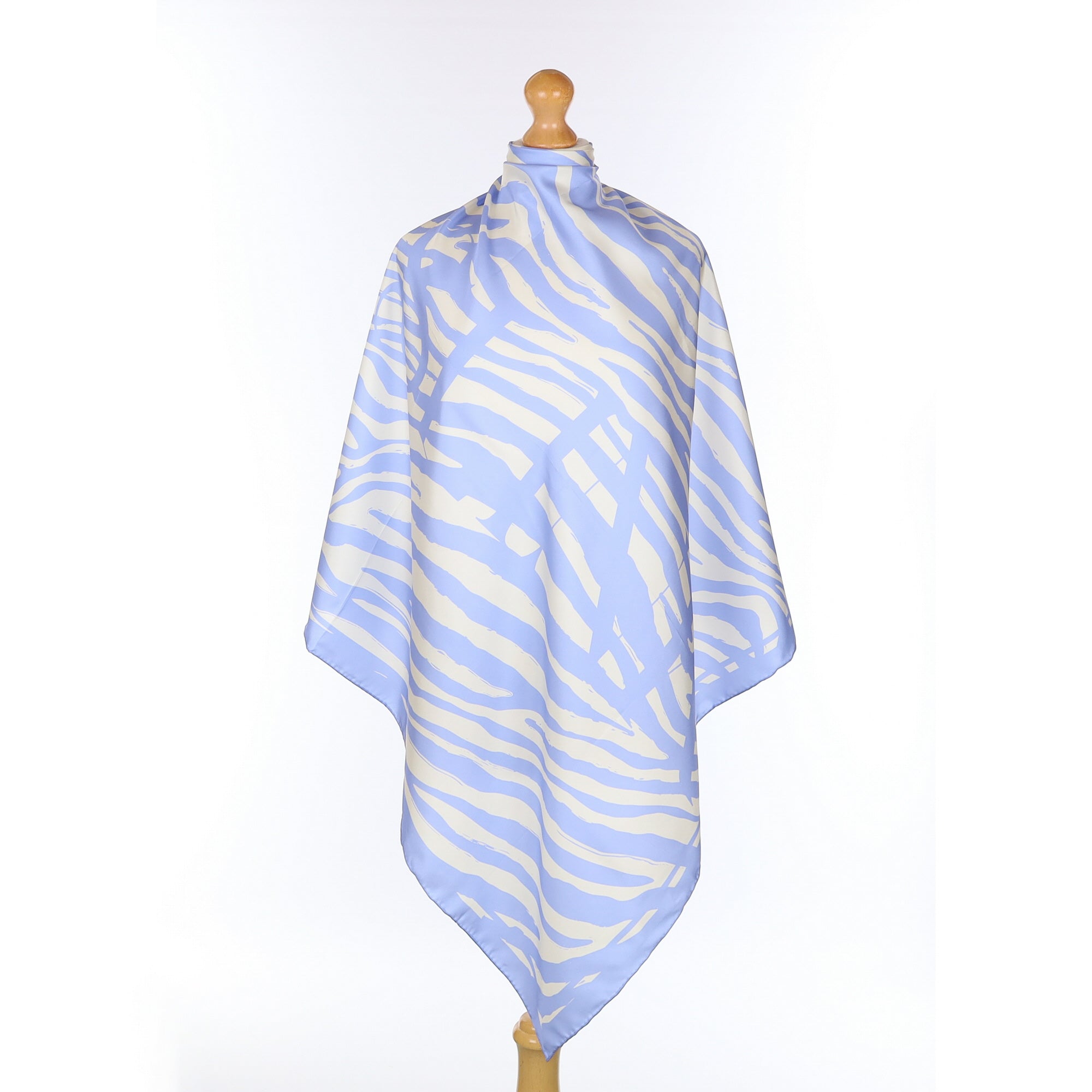 Cornflower Blue Zebra Print Silk Scarf