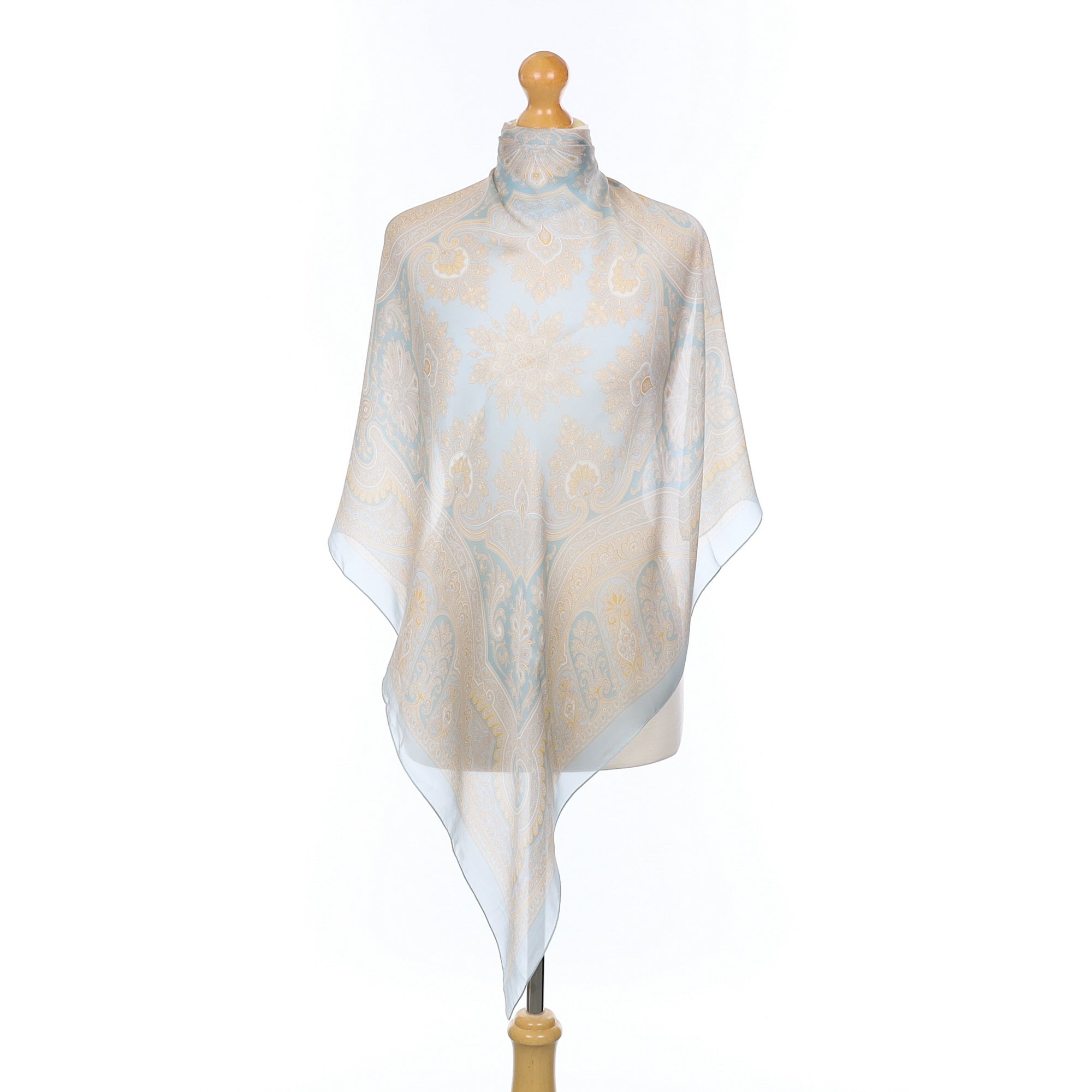 Brand New Jaeger Aqua and Yellow Silk Scarf