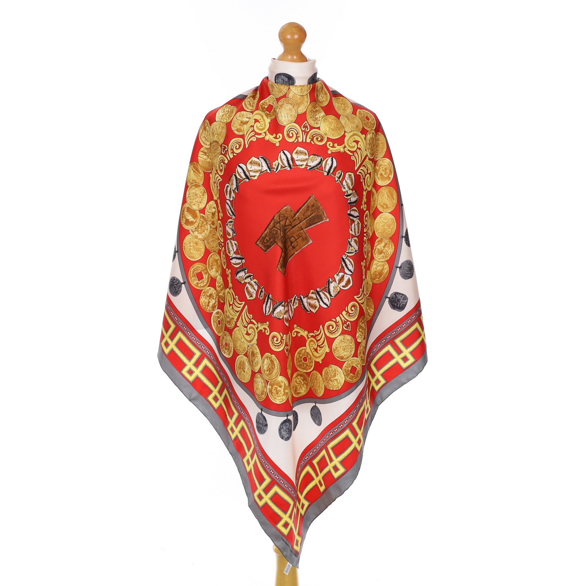 British Museum Red Design Silk Scarf