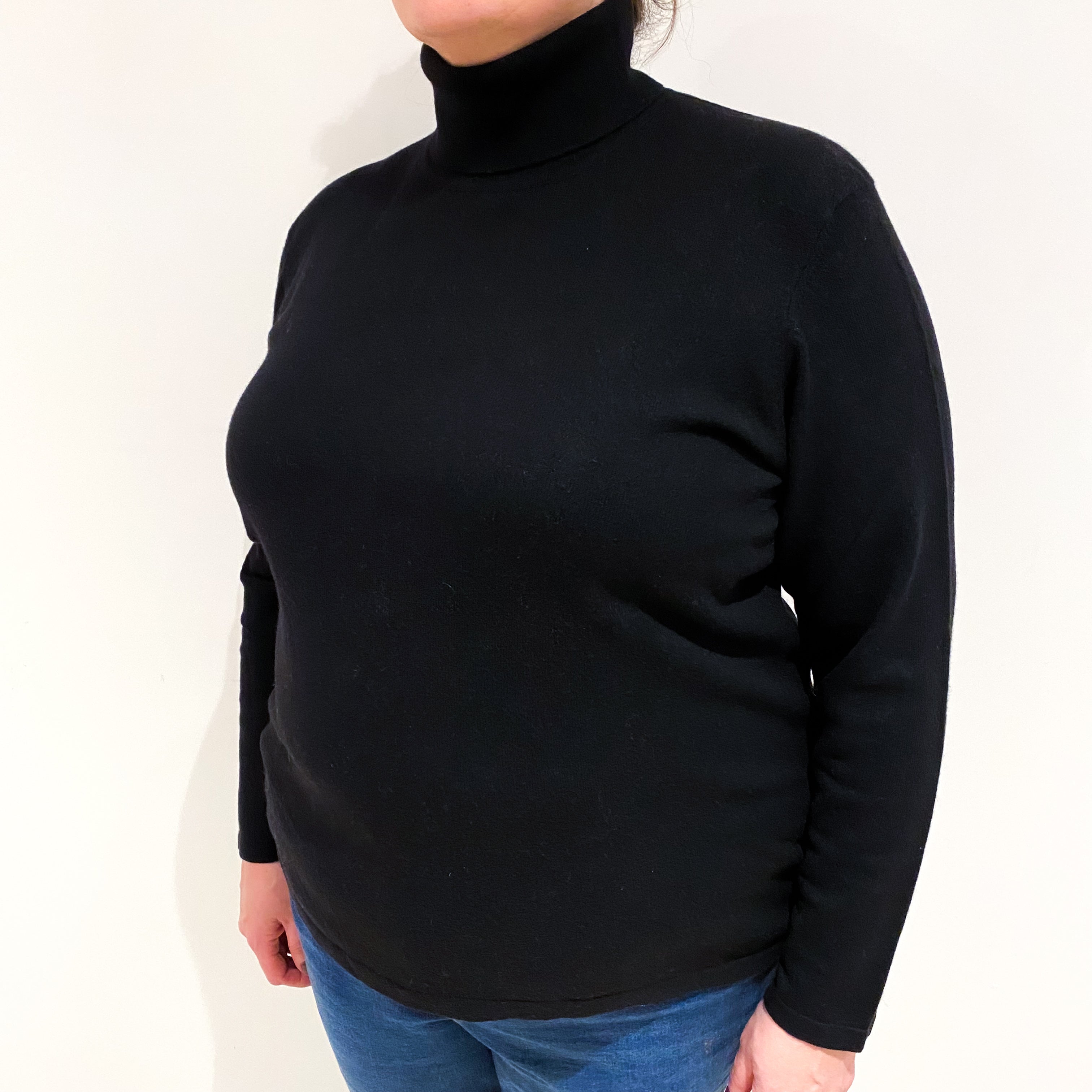 Black Cashmere Polo Neck Jumper Extra Extra Large