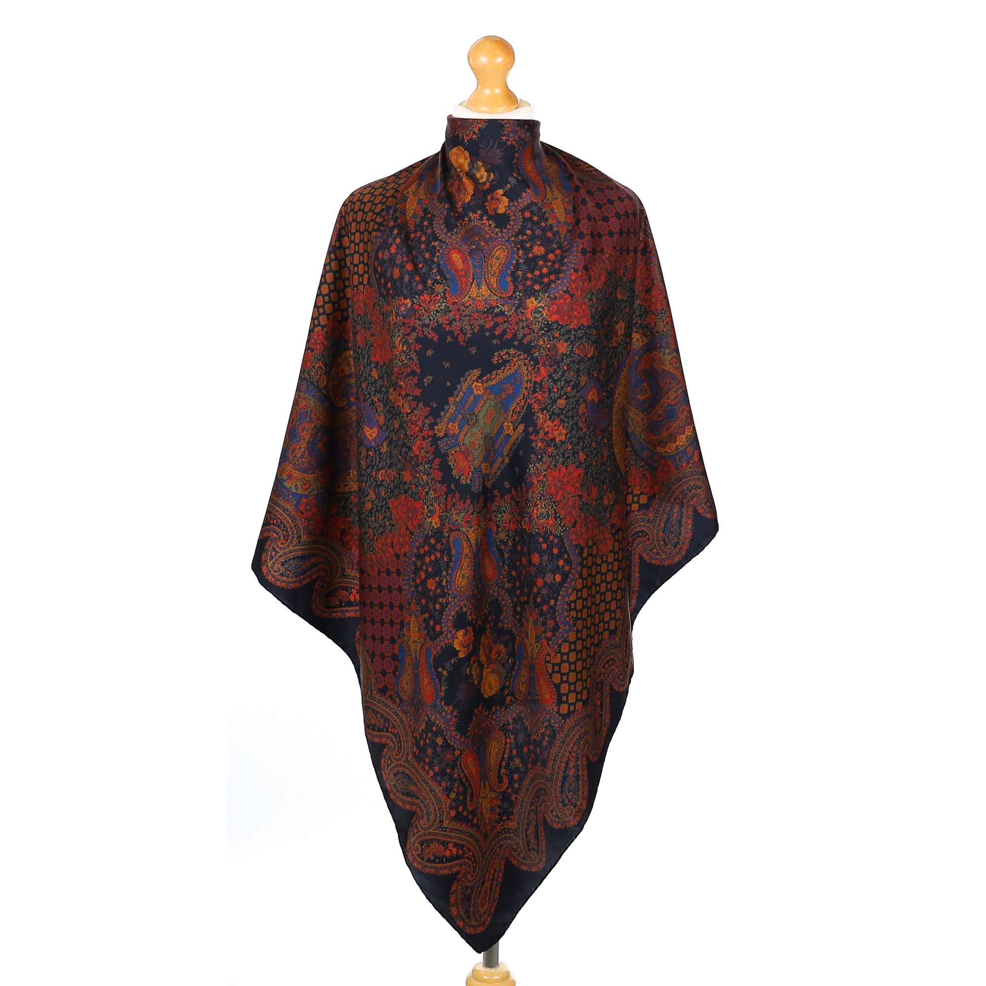 Liberty Dark Paisley Patterned Silk Scarf