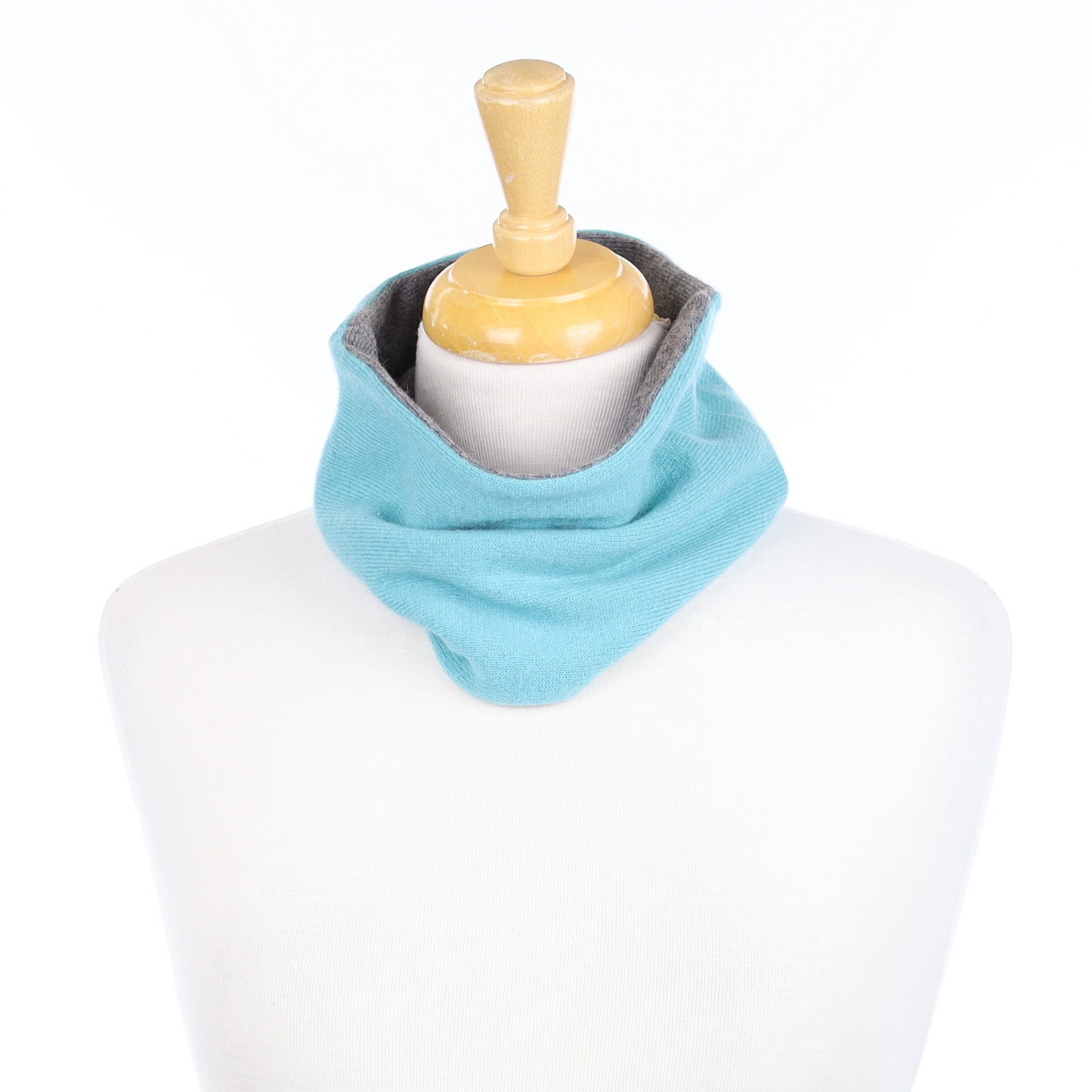 Aqua Blue and Slate Grey Neck Warmer