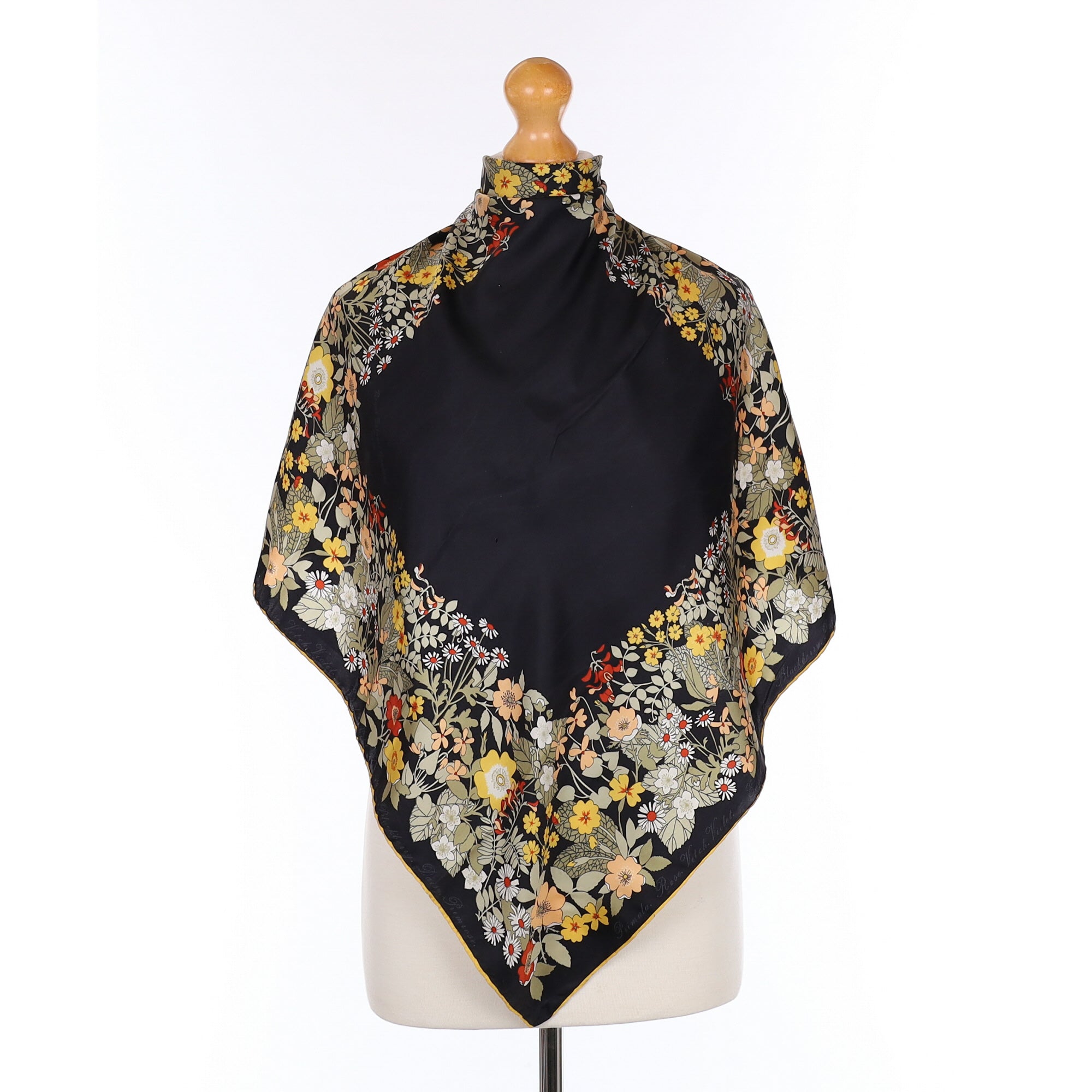 Floral Border Vintage Silk Scarf