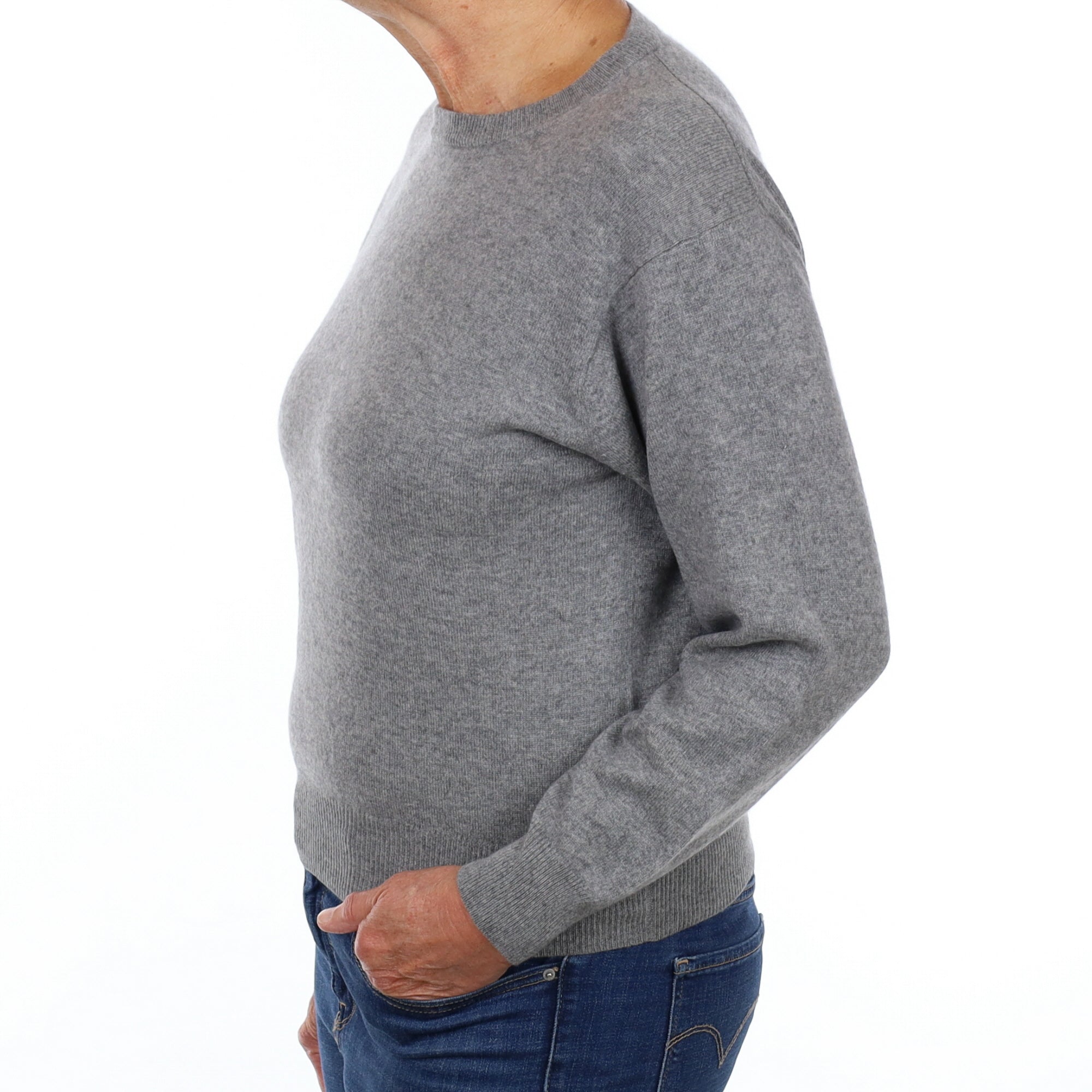 Smoke Grey Cashmere Crew Neck Jumper Medium
