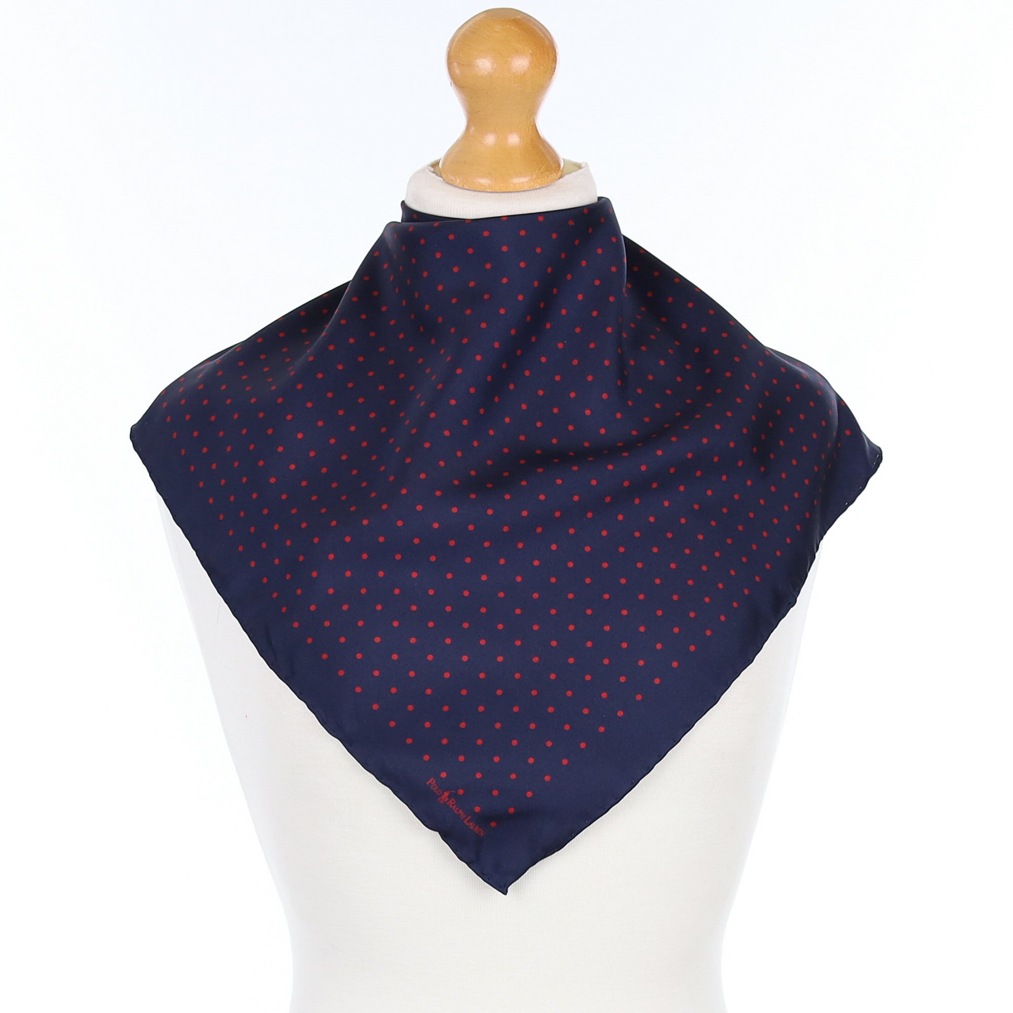 Ralph Lauren Navy and Red Spot Silk Scarf