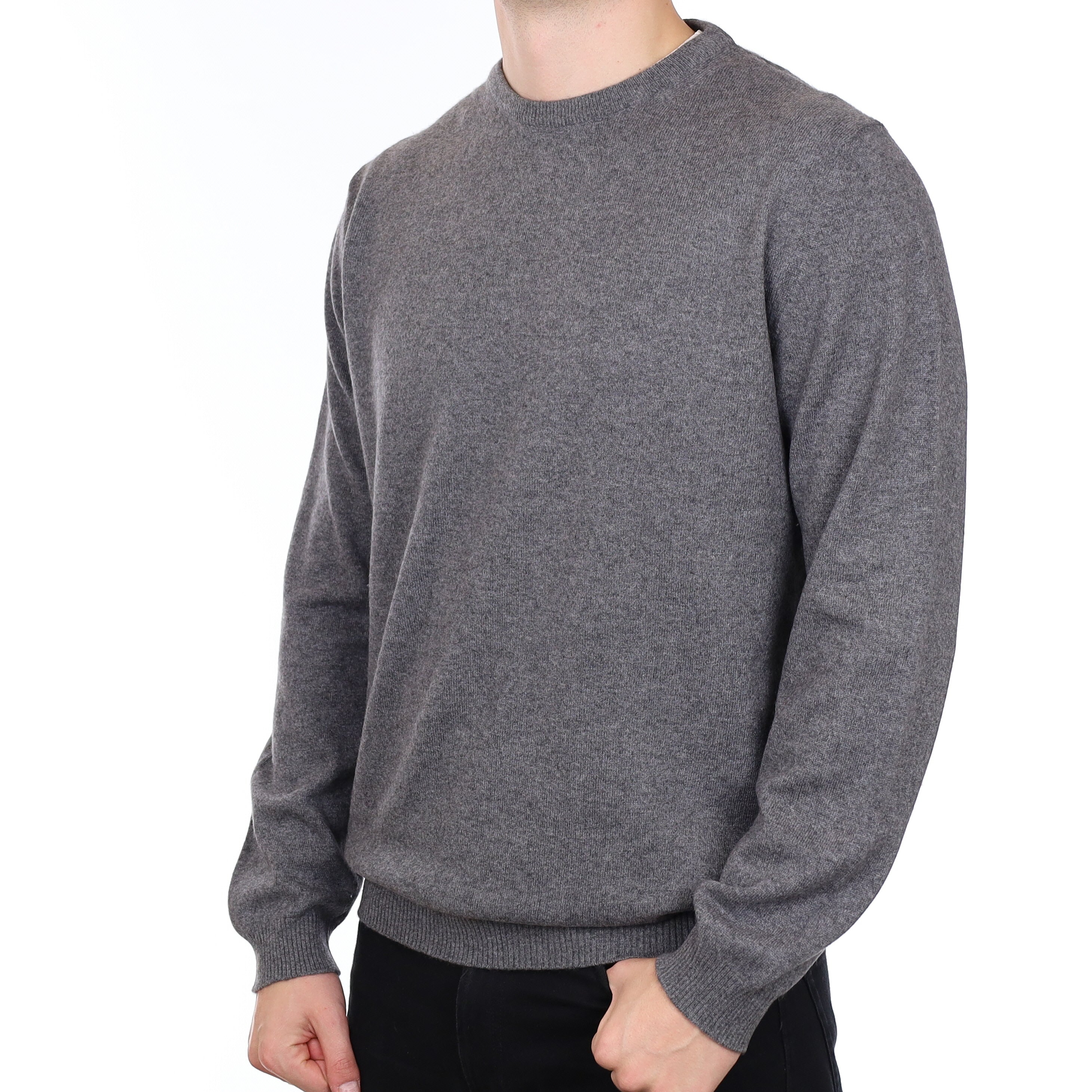 Men’s Slate Grey Cashmere Crew Neck Jumper XXL