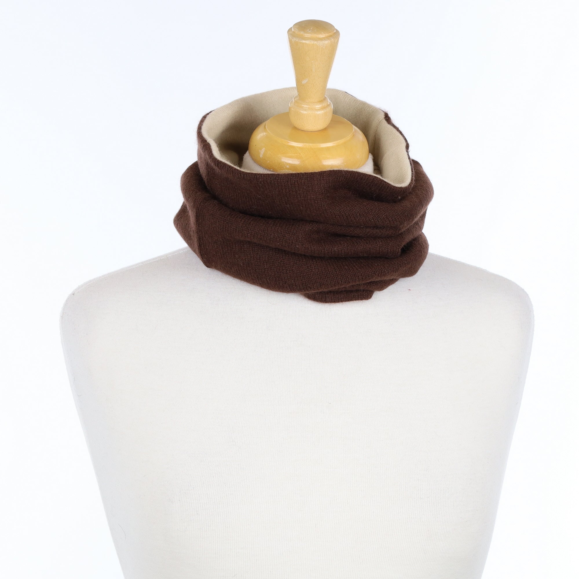 Chocolate Brown and Cream Double Layered Snood