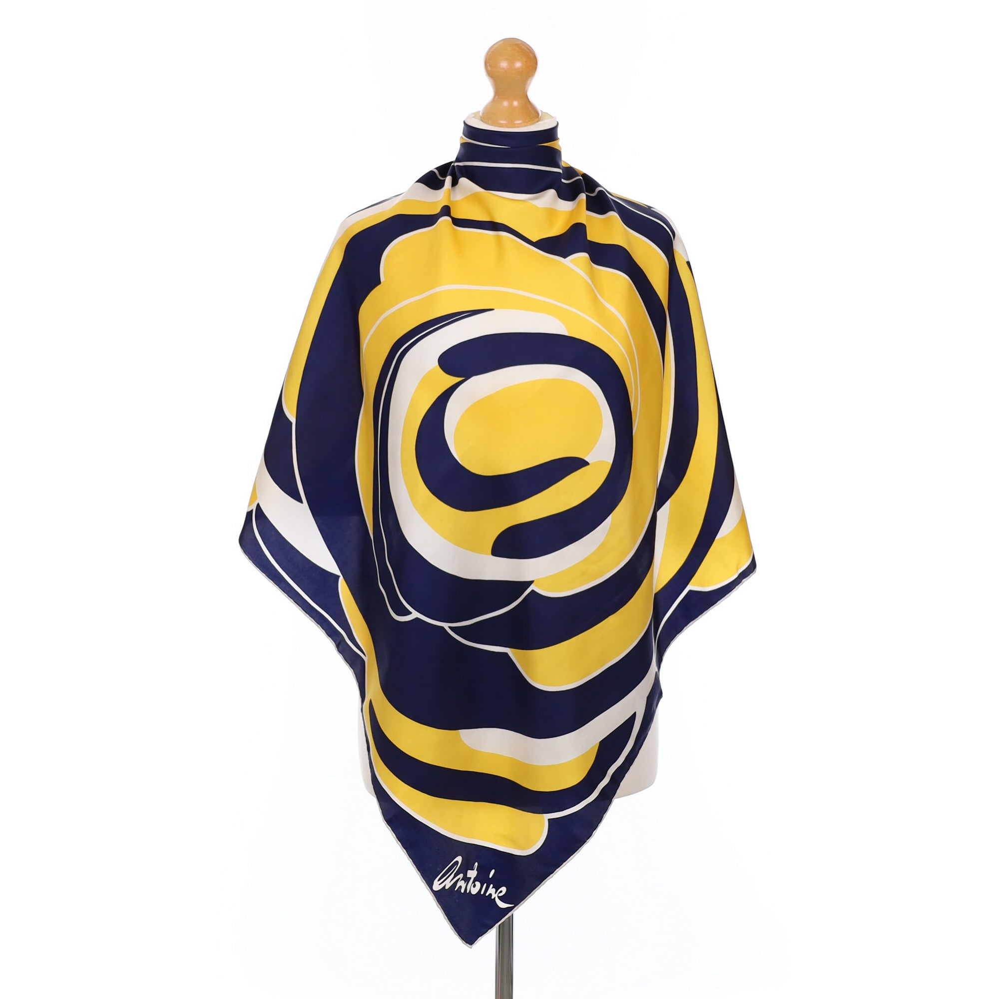 Navy and Yellow Silk Scarf