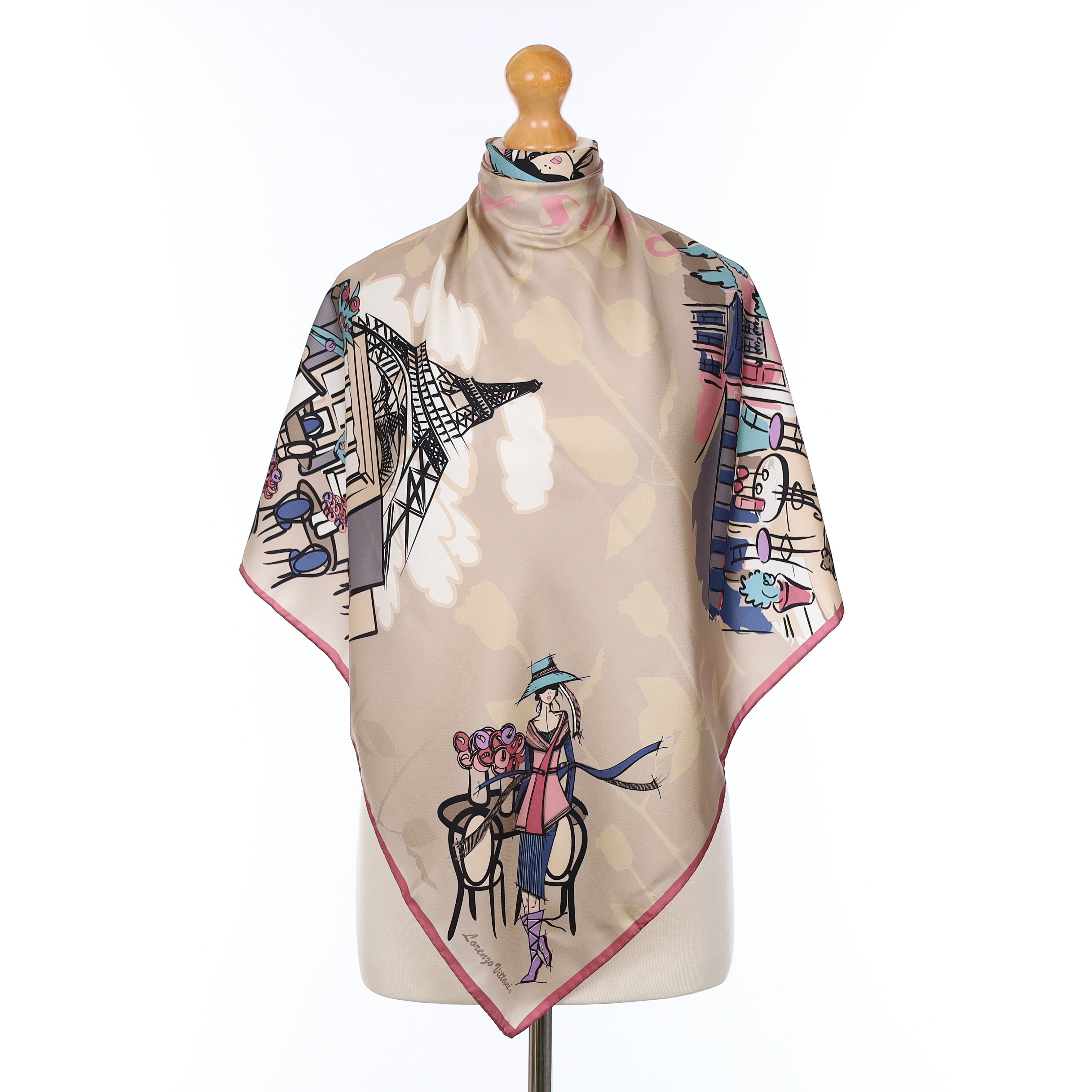 Lorenzo Vittani Paris Scene Silk Scarf