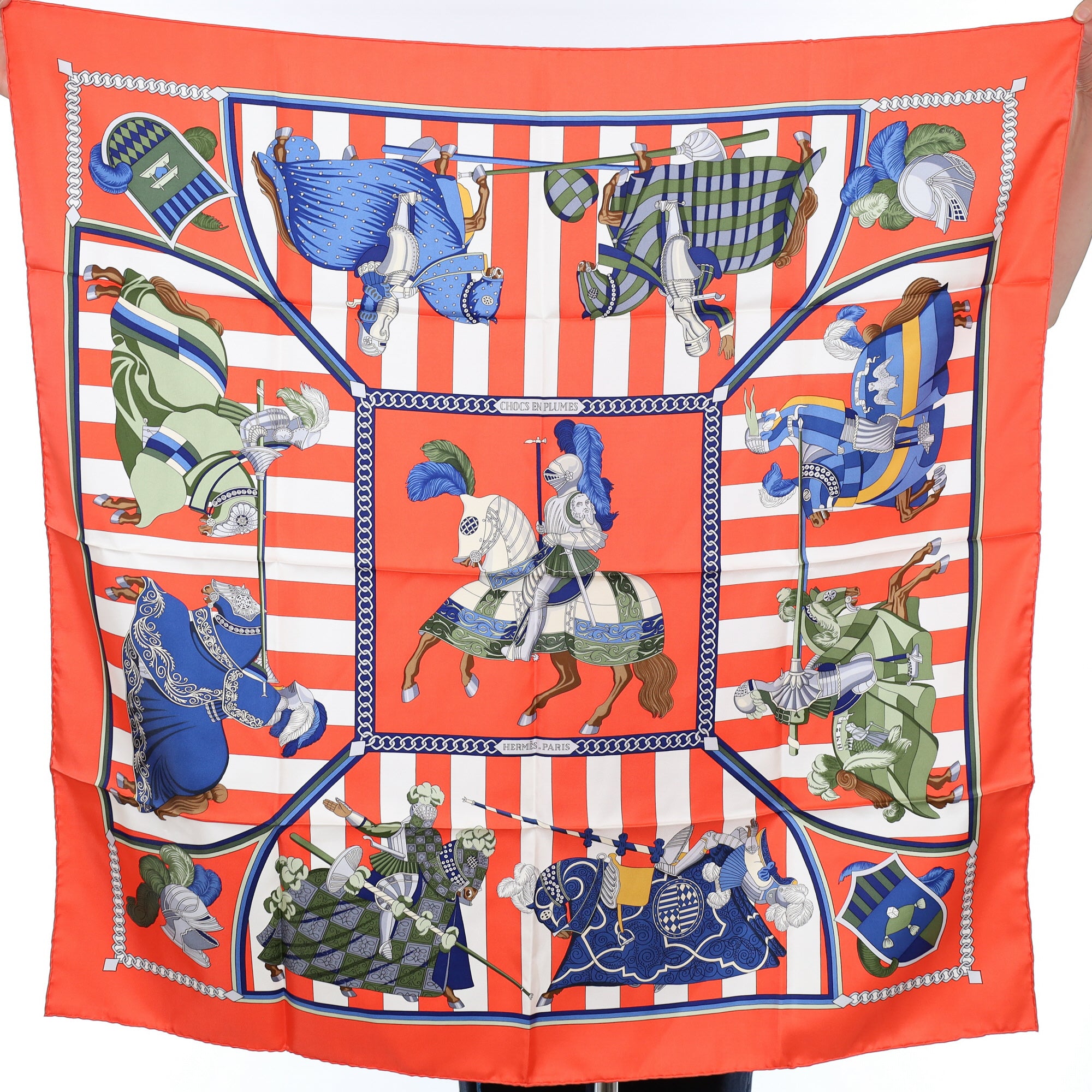 Brand New Boxed Hermès Chocs en Plumes Silk Scarf