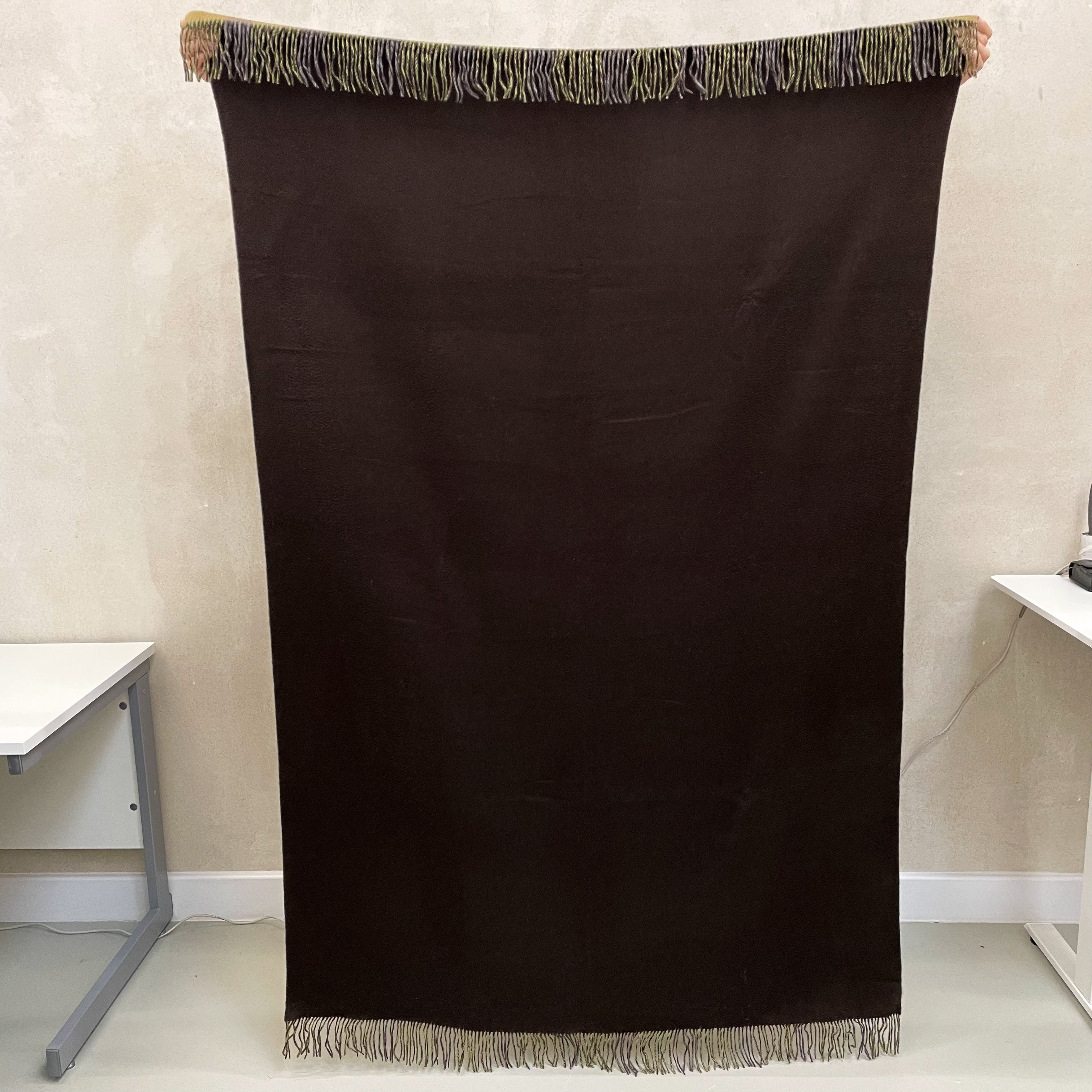 Green, Blue and Beige Tartan Cashmere Fringed Woven Blanket