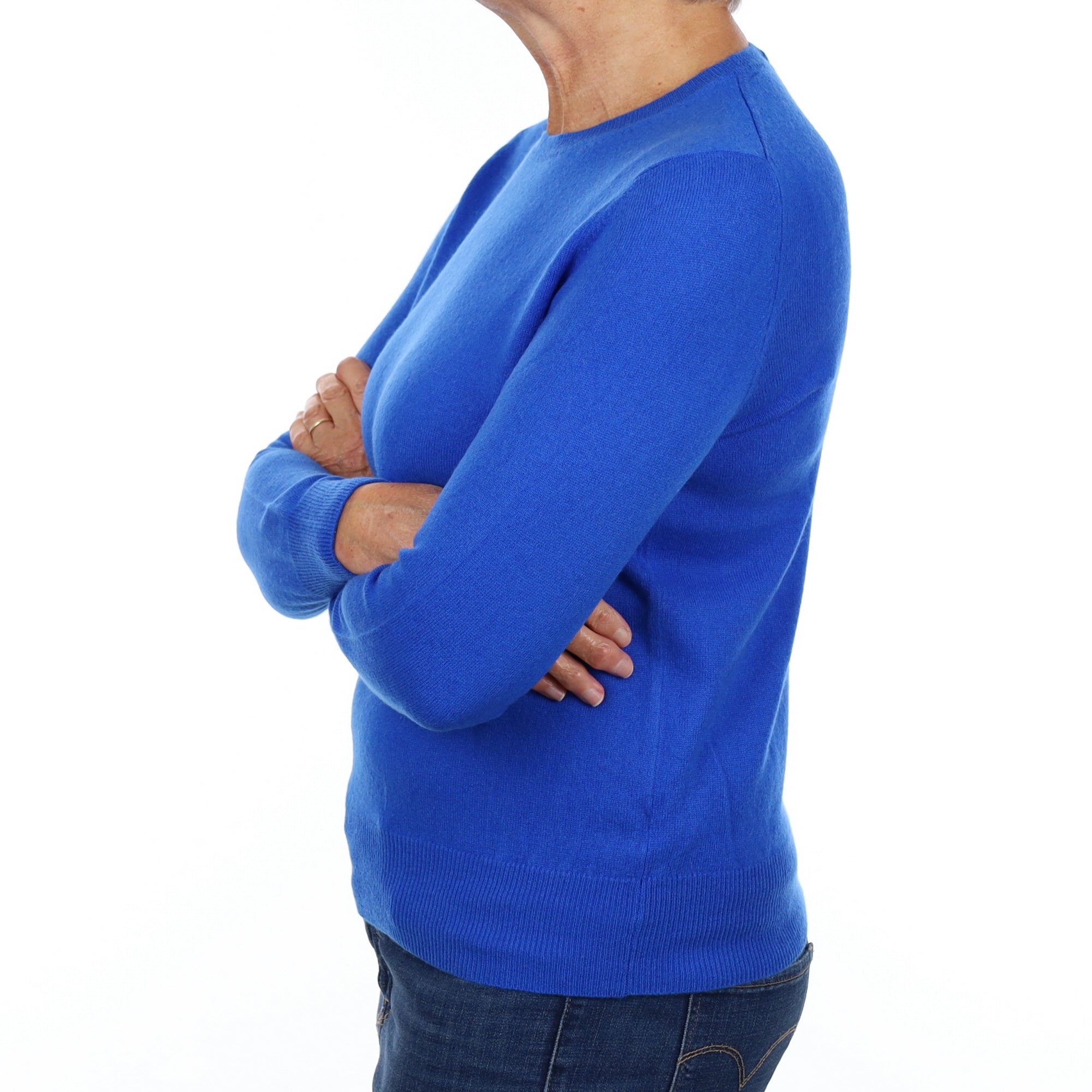 Cobalt Blue Cashmere Crew Neck Jumper Medium