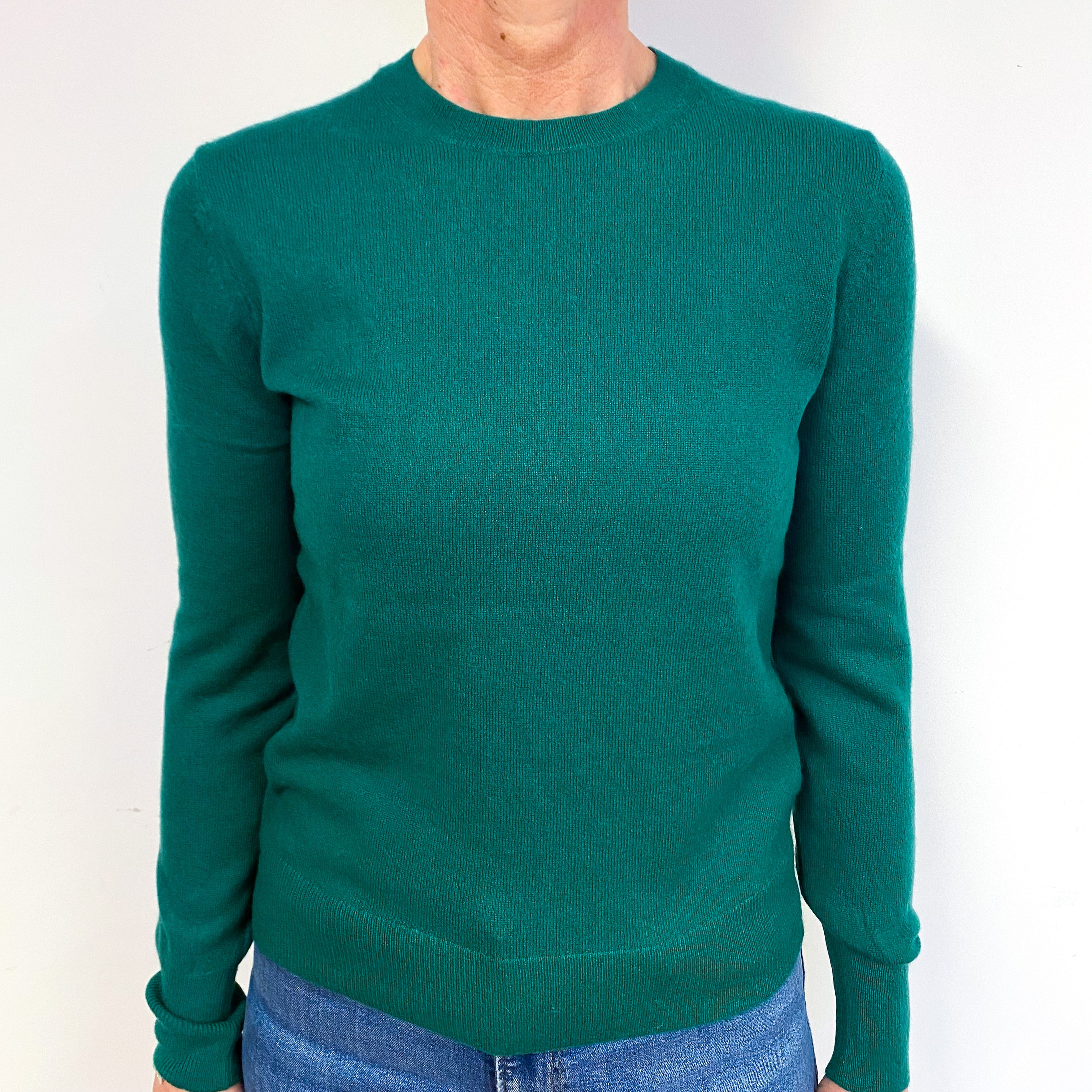 Shamrock Green Cashmere Crew Neck Jumper Medium