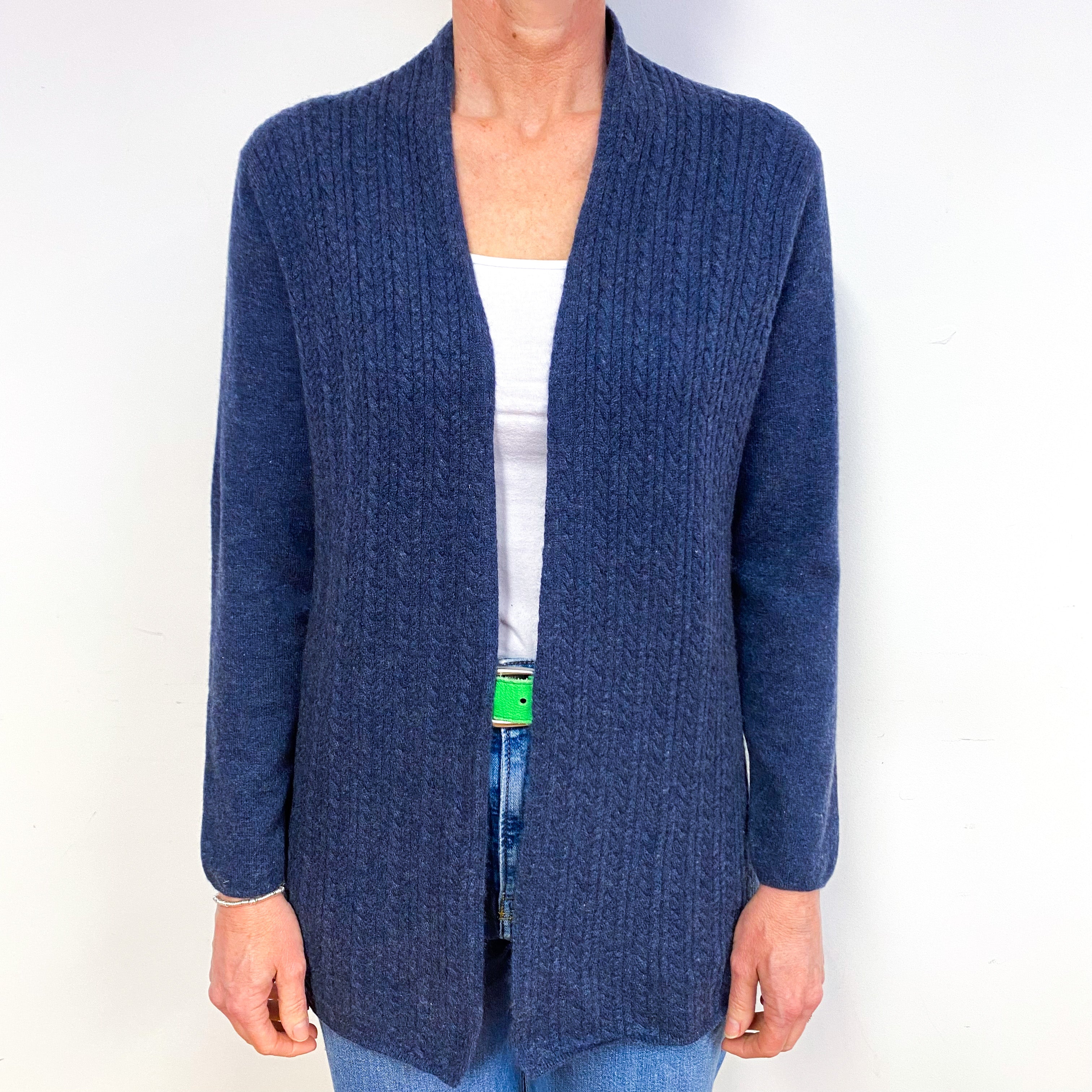 Naval Blue Cashmere Edge to Edge Cardigan Medium