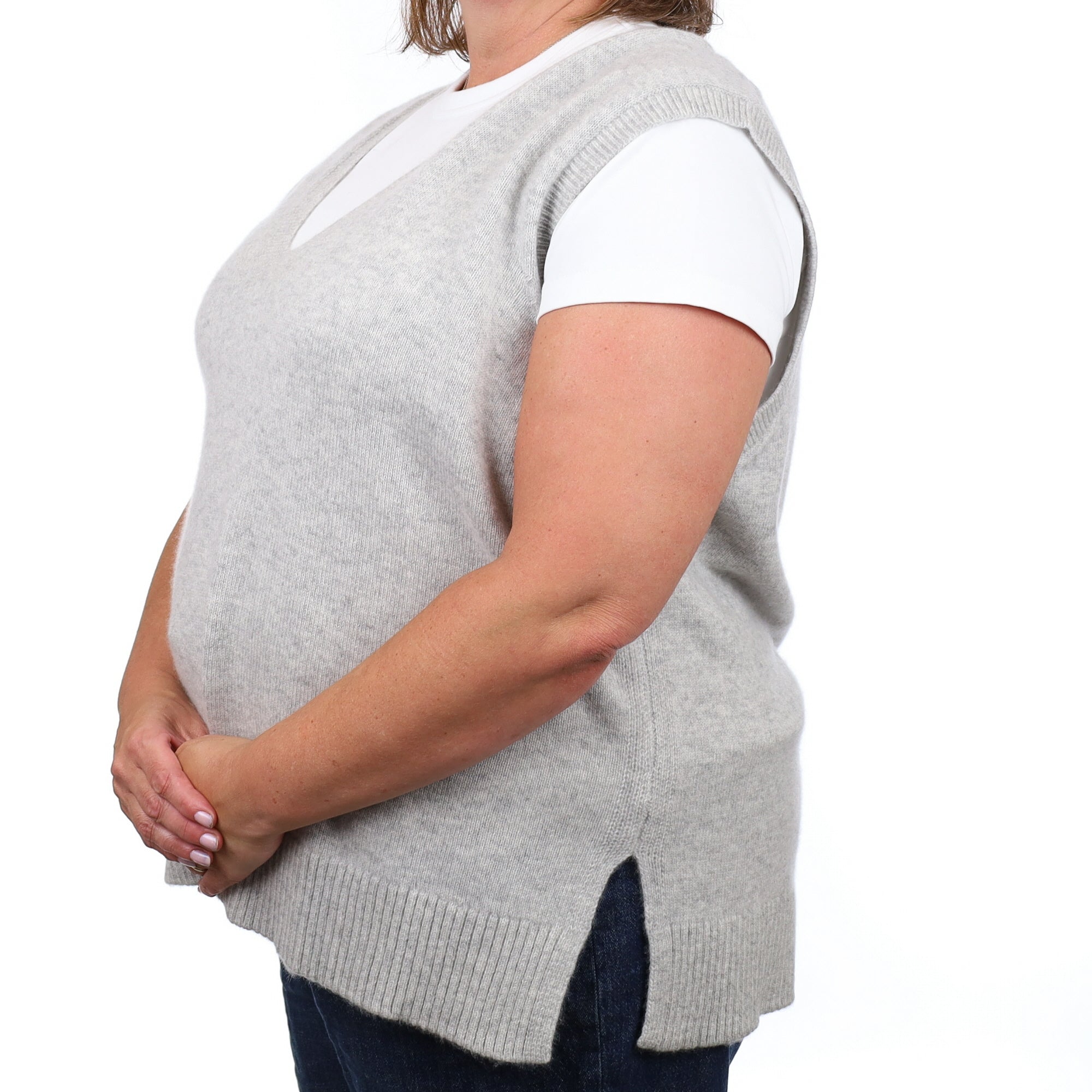 Brand New Mist Grey Luxury Cashmere Tank Top 2XL UK 22-24