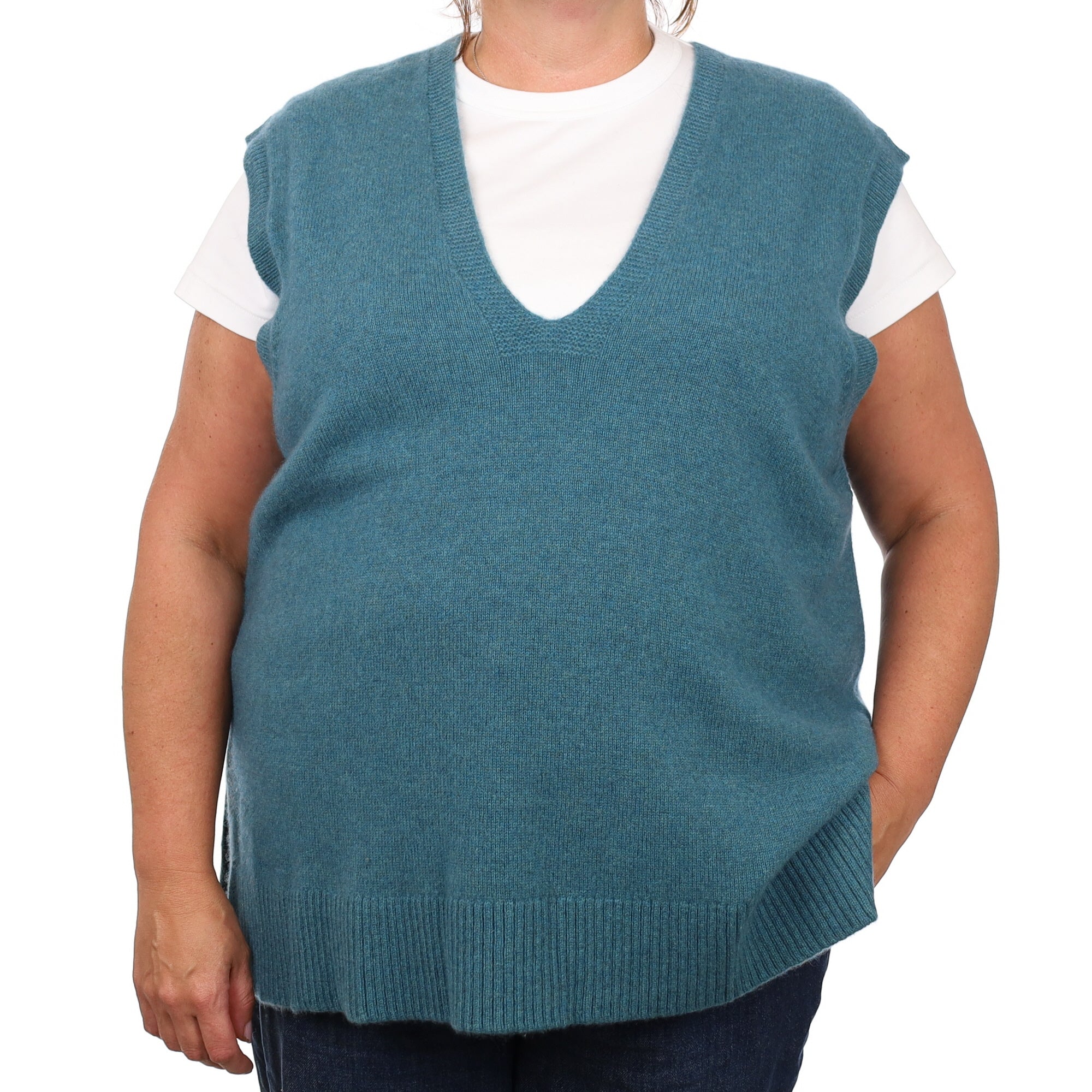 Brand New Ocean Green Luxury Cashmere Tank Top 2XL UK 22-24