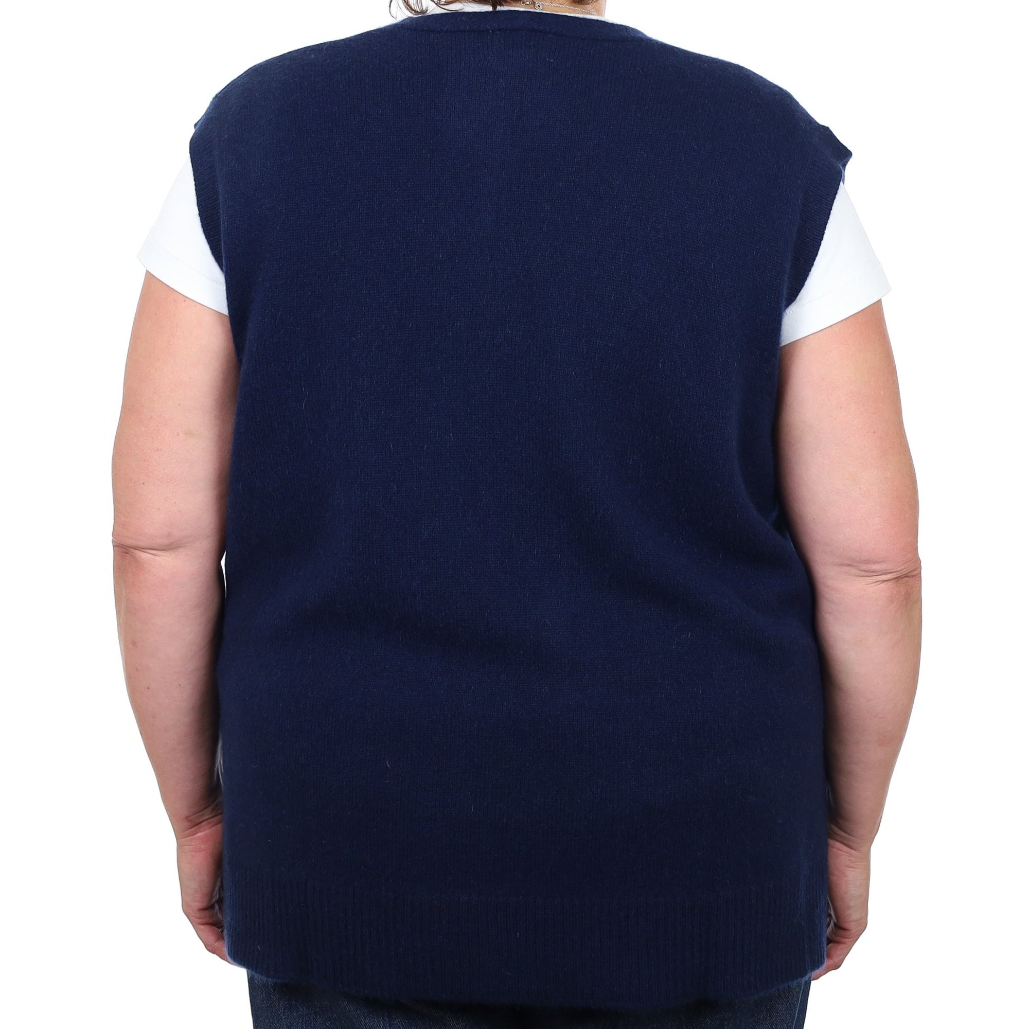 Brand New Navy Luxury Cashmere Tank Top 2XL UK 22-24