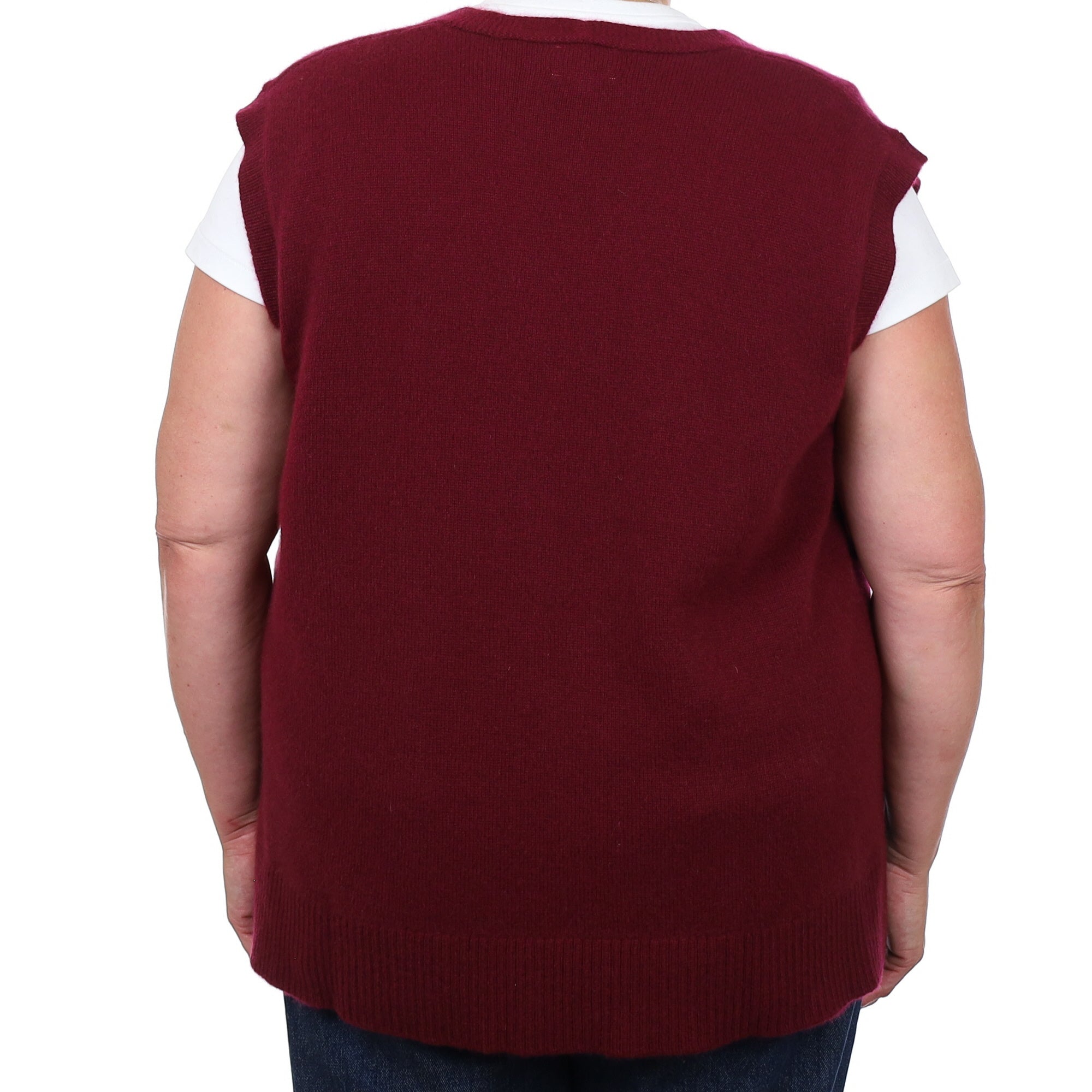 Brand New Rich Wine Luxury Cashmere Tank Top 2XL UK 22-24