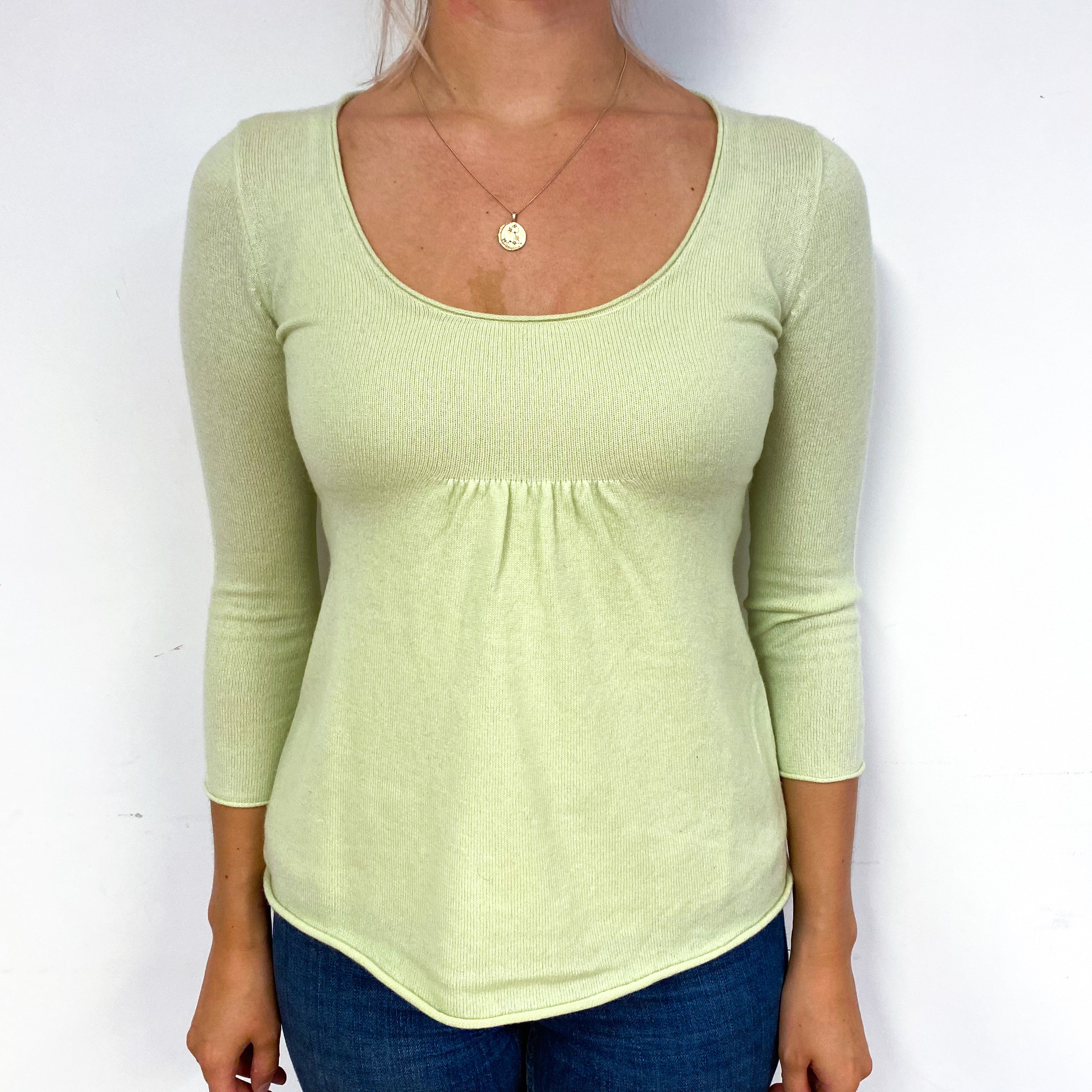 Pale Lime Green Cashmere Tunic Style Jumper Small