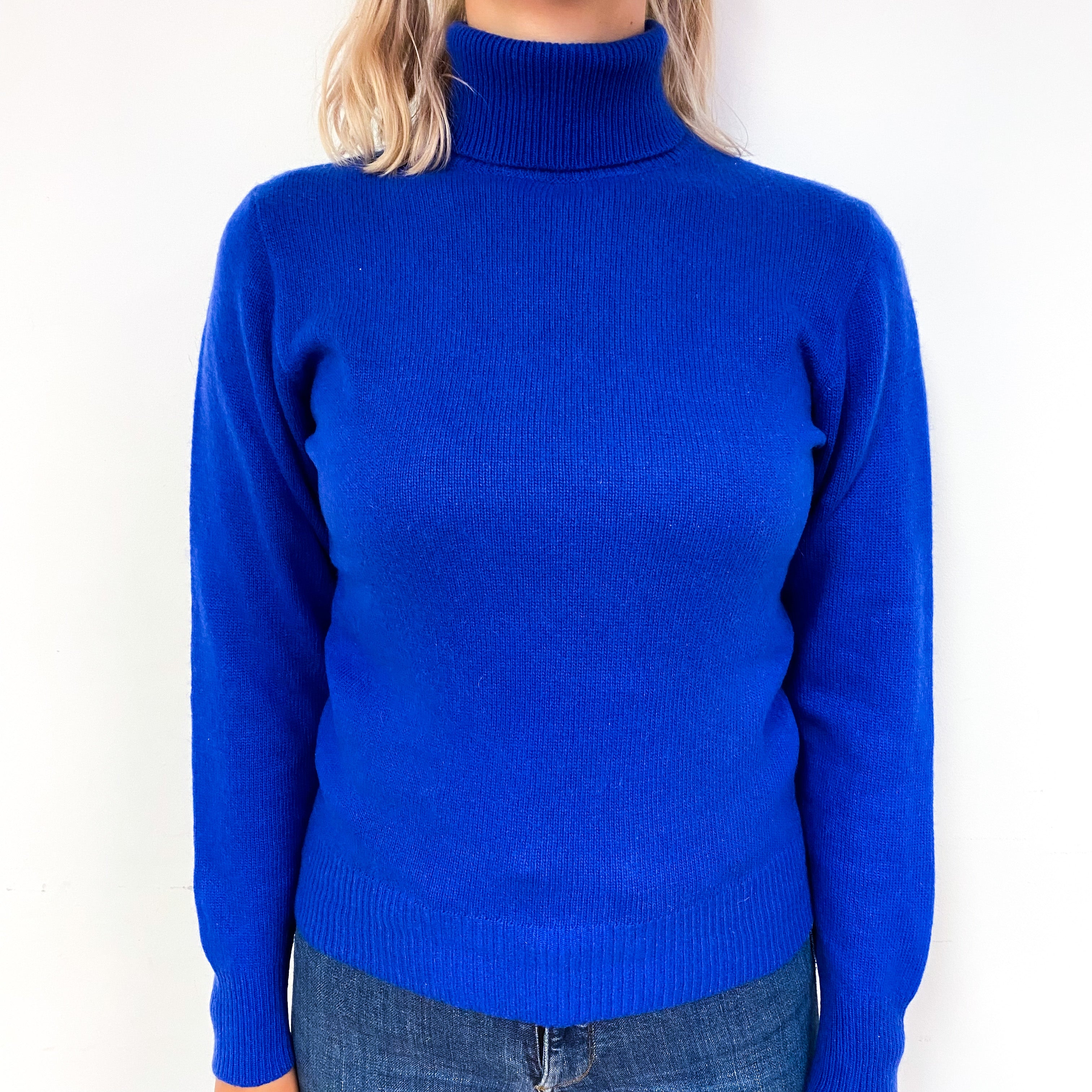 Royal Blue Cashmere Polo Neck Jumper Small