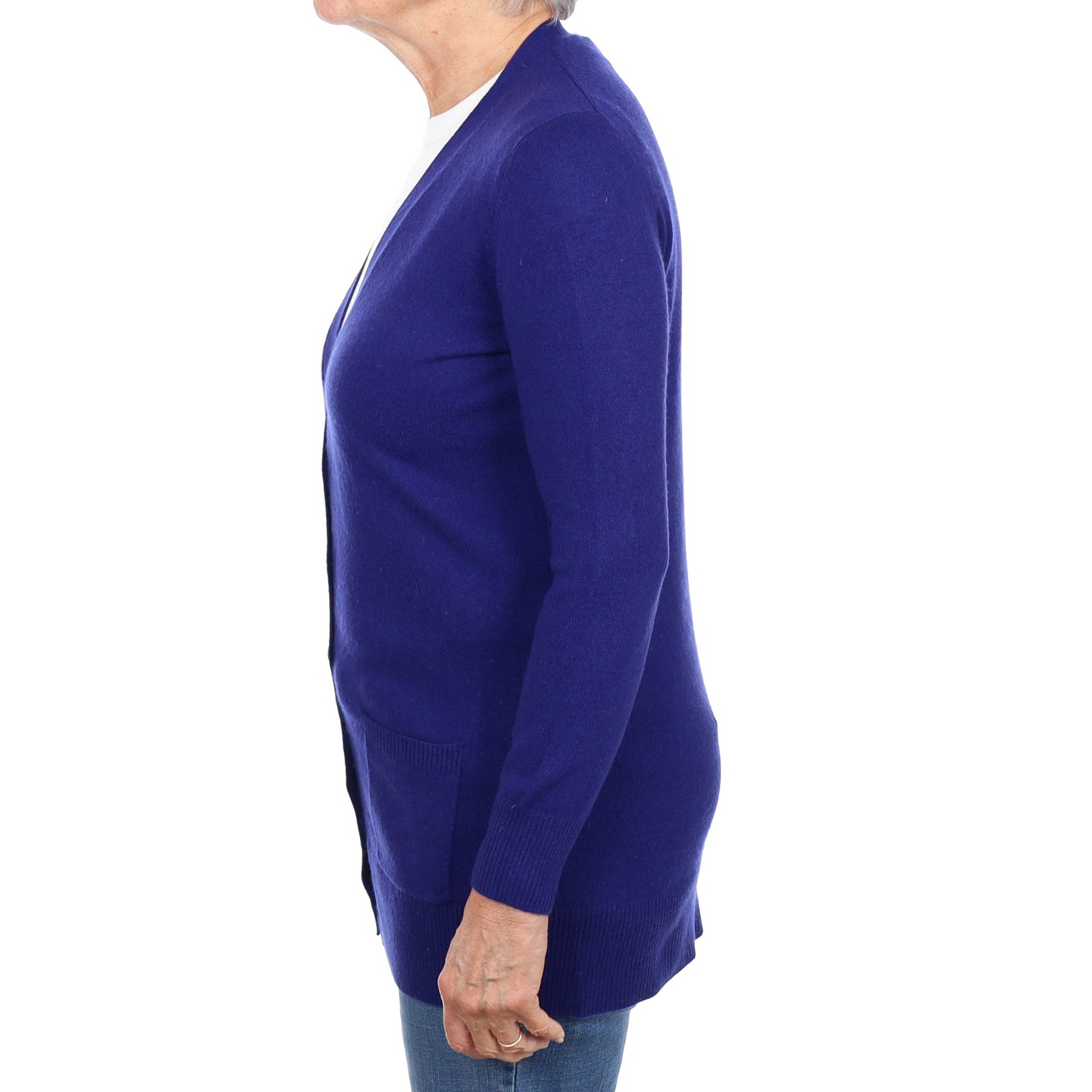 Admiral Blue Cashmere V Neck Cardigan Medium