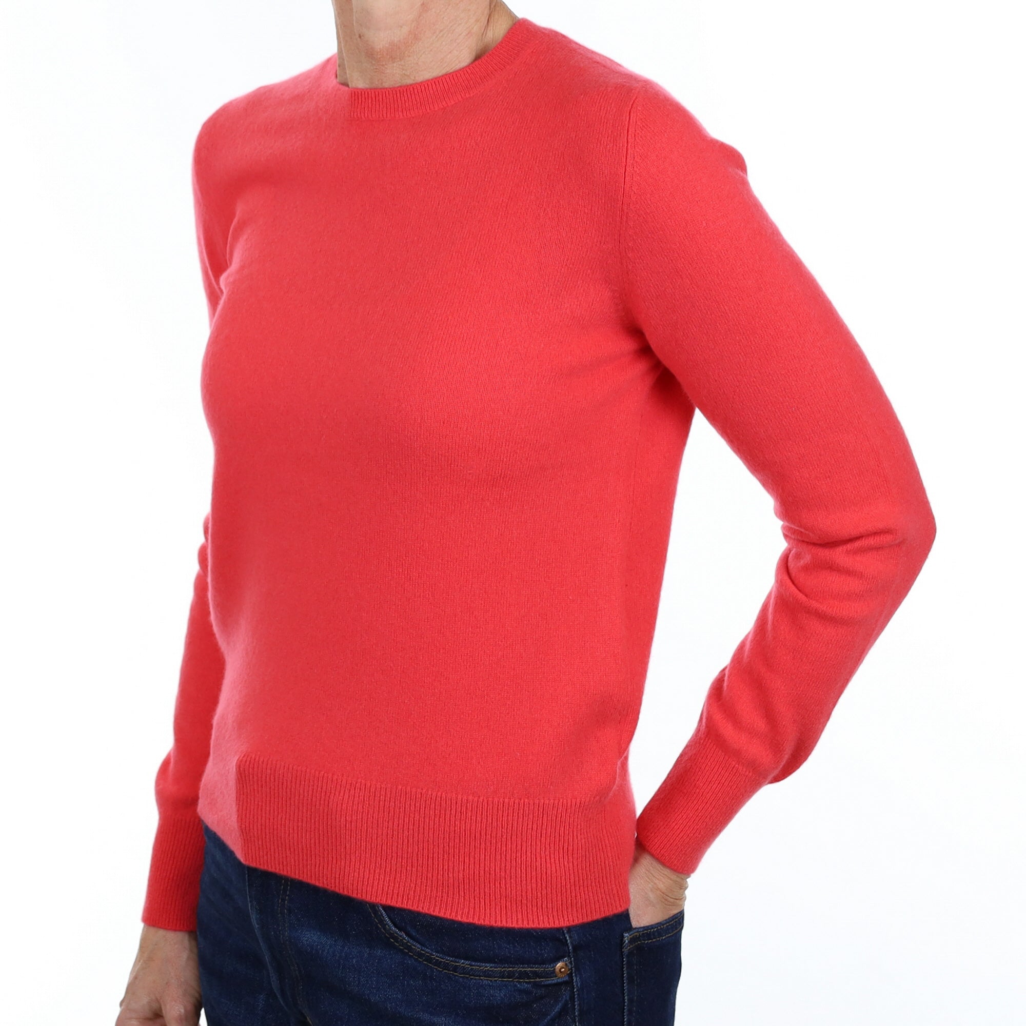 Strawberry Pink Cashmere Crew Neck Jumper Small