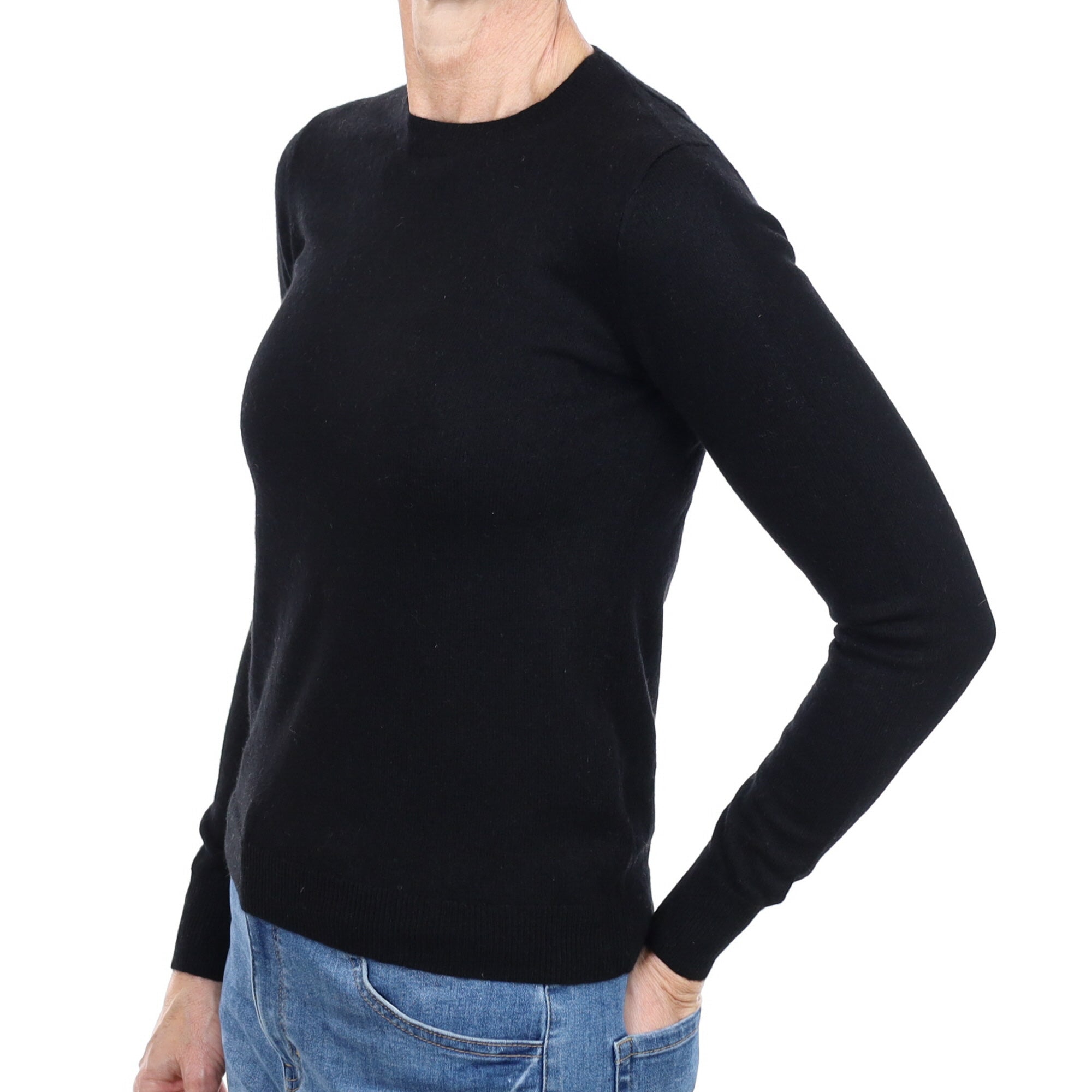 Black Cashmere Crew Neck Jumper Small