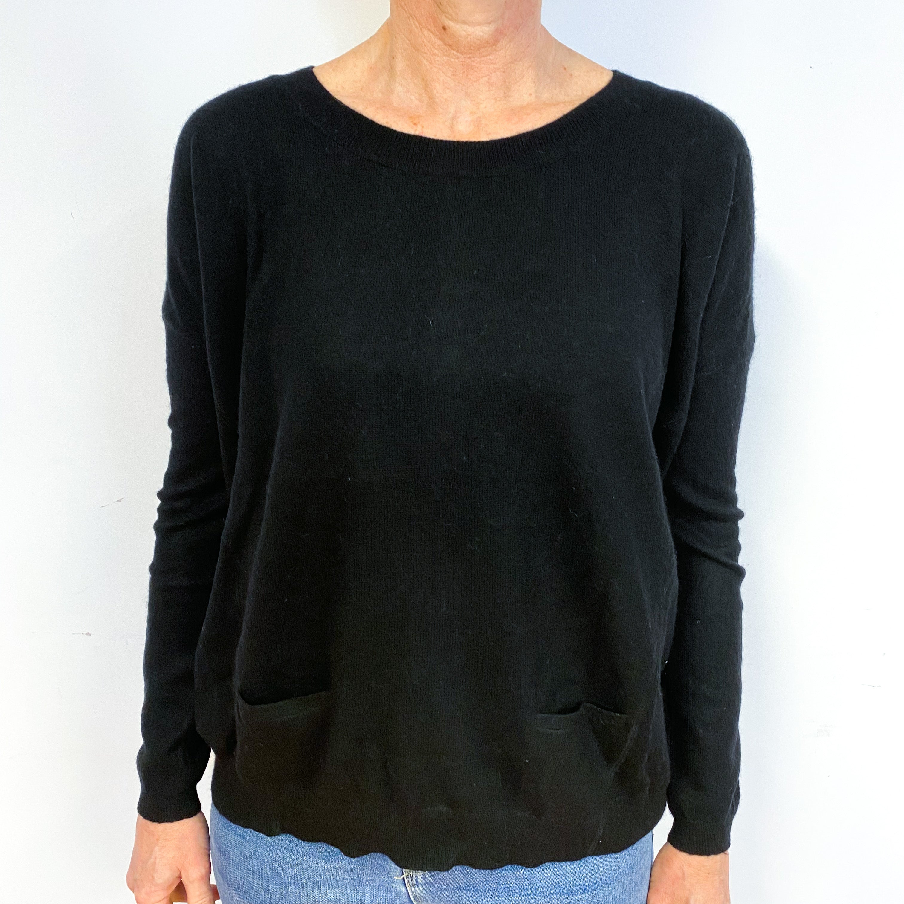 Black Cashmere Crew Neck Jumper Medium