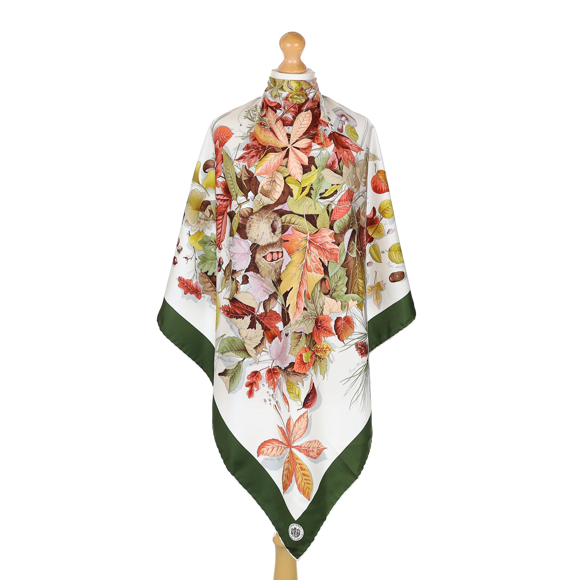 Mantero Autumnal Leaf Design Silk Scarf