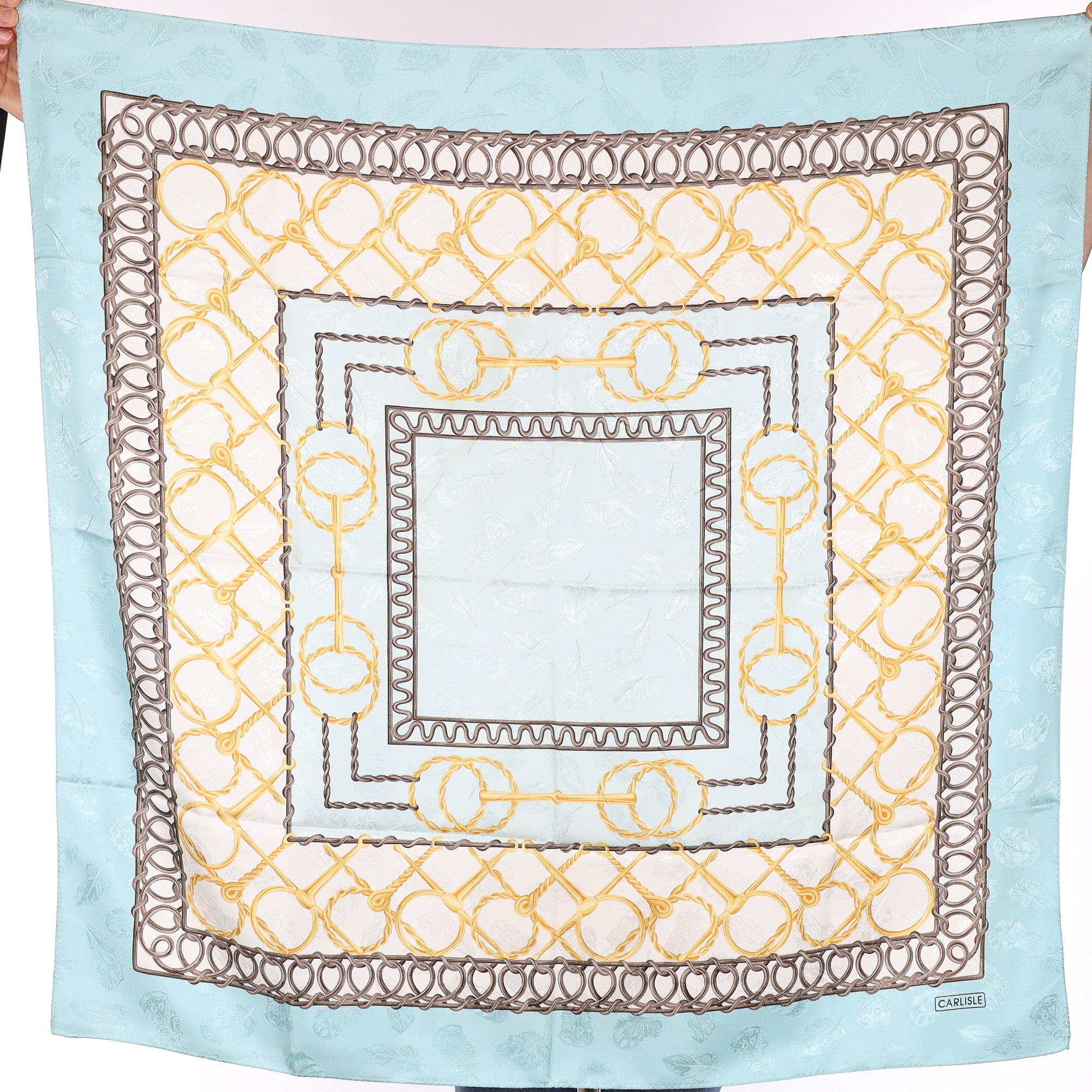 Carlisle Silver And Gold Equestrian Silk Scarf