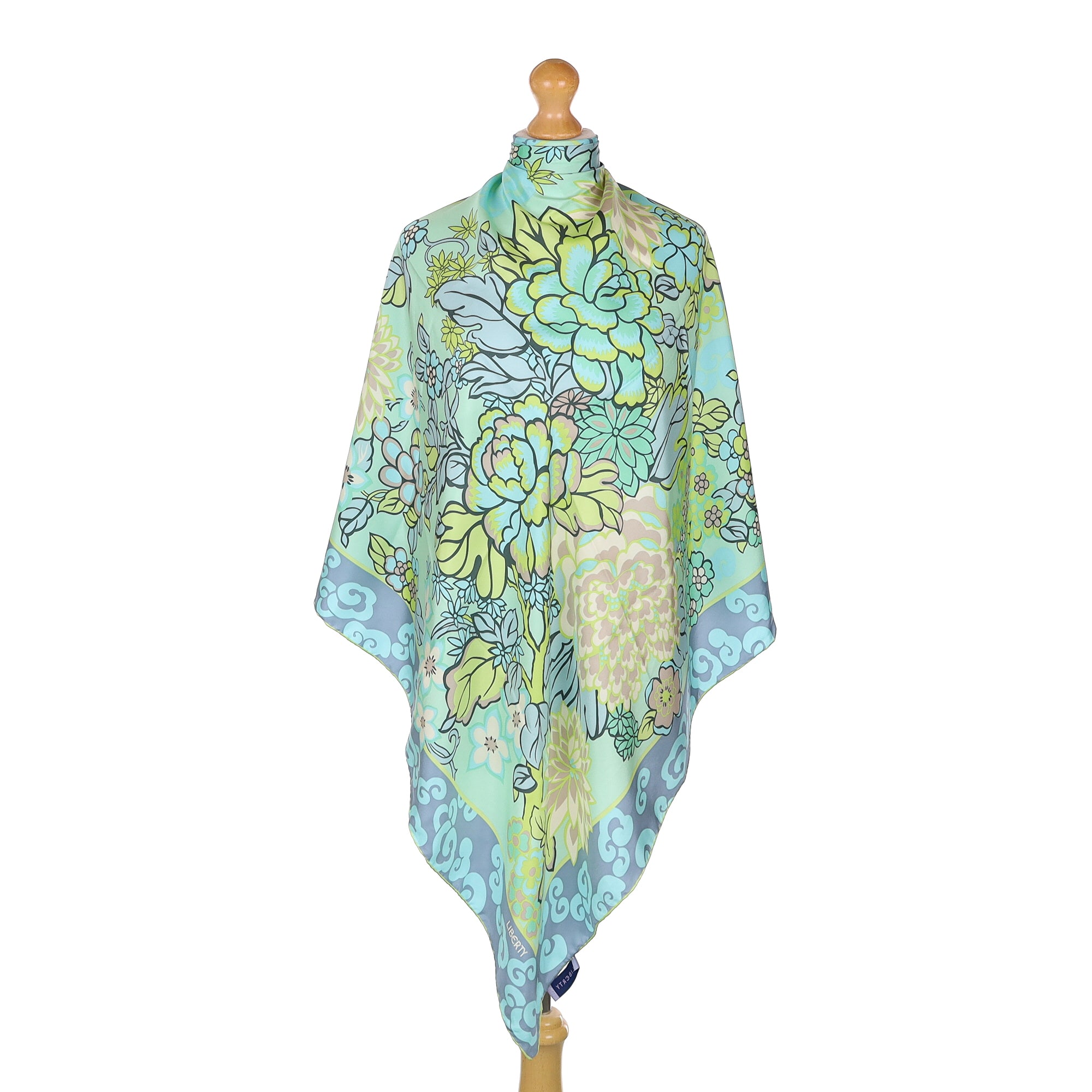 Brand New Green Floral Liberty Silk Scarf