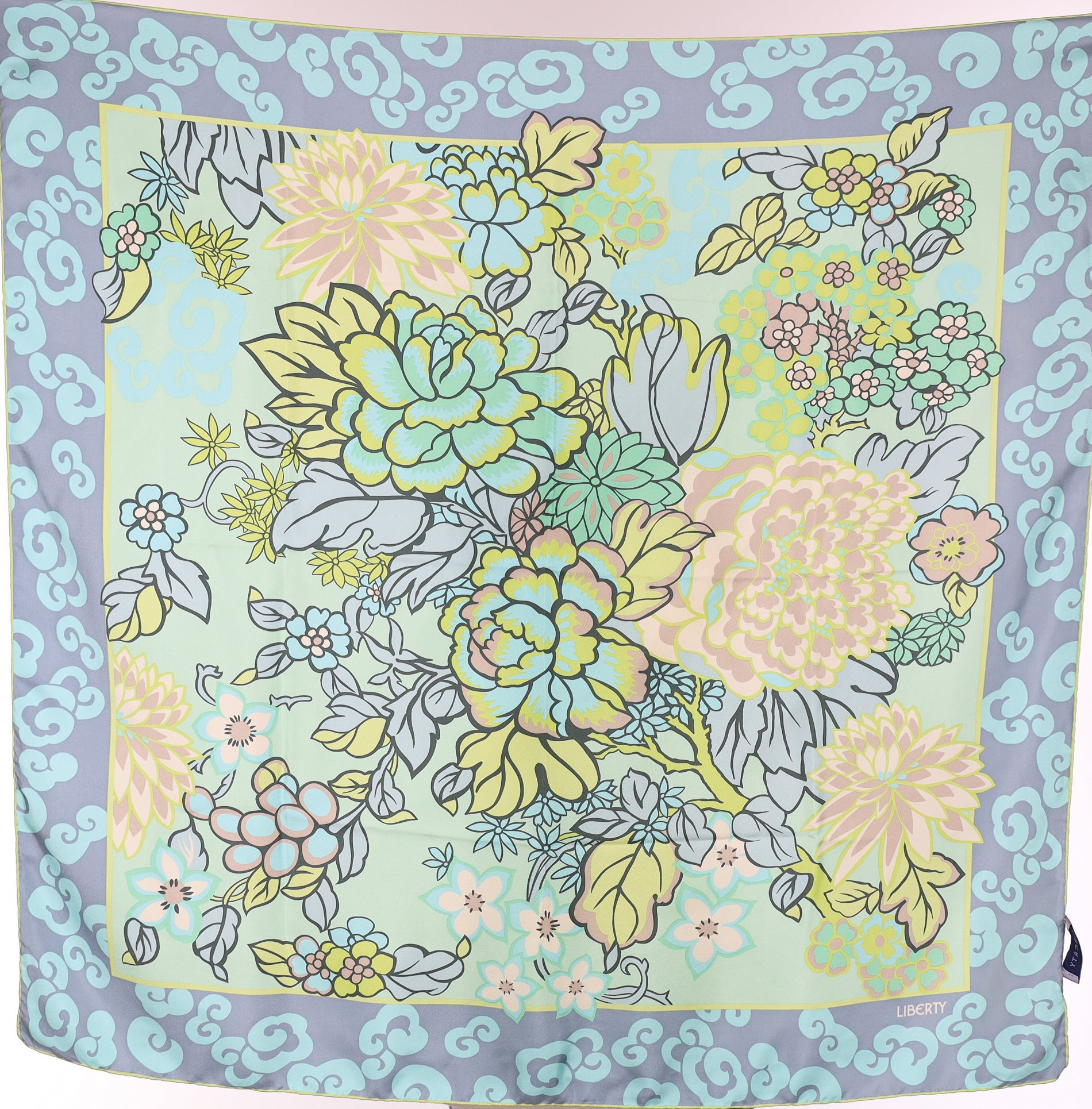Brand New Green Floral Liberty Silk Scarf