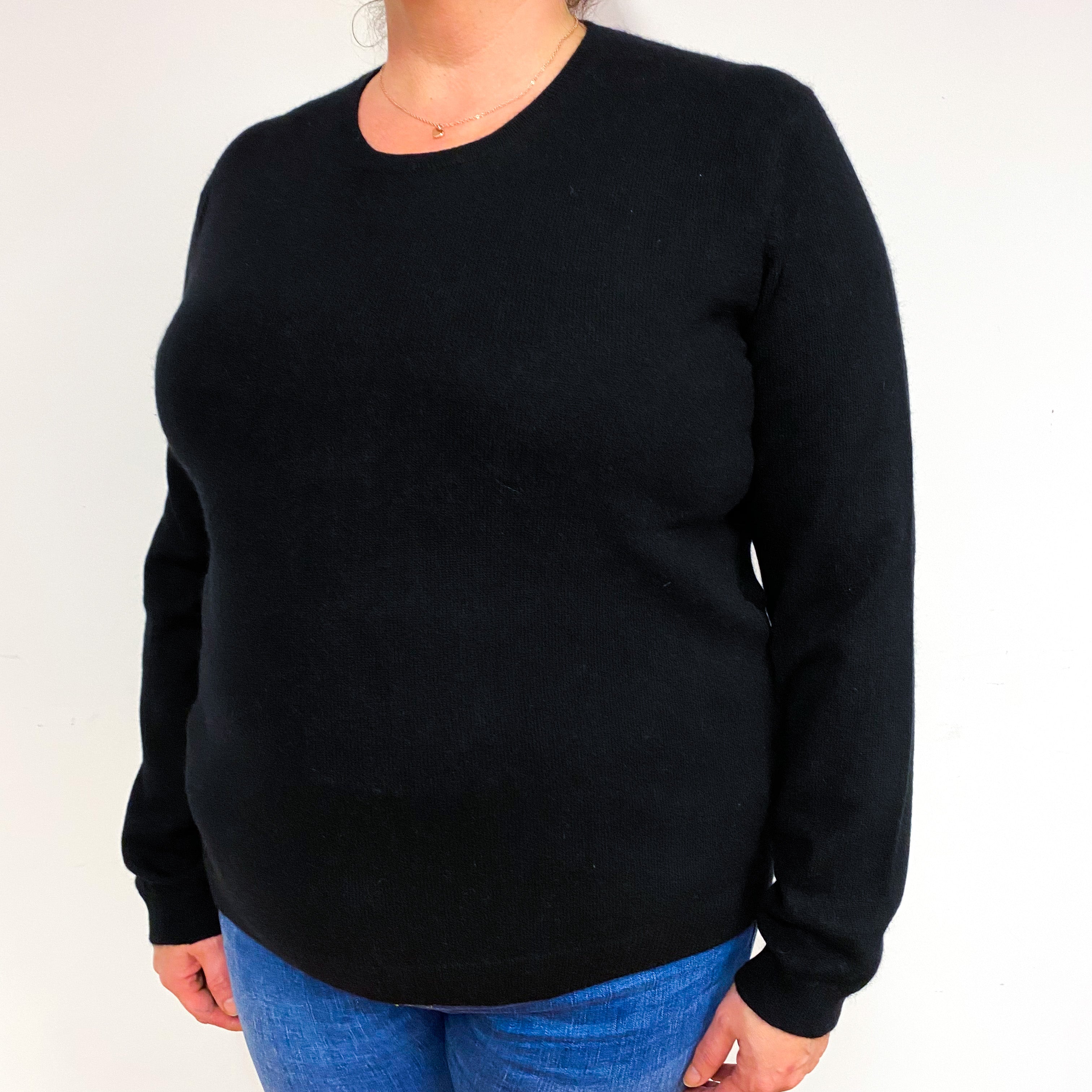 Black Cashmere Crew Neck Jumper Extra Large