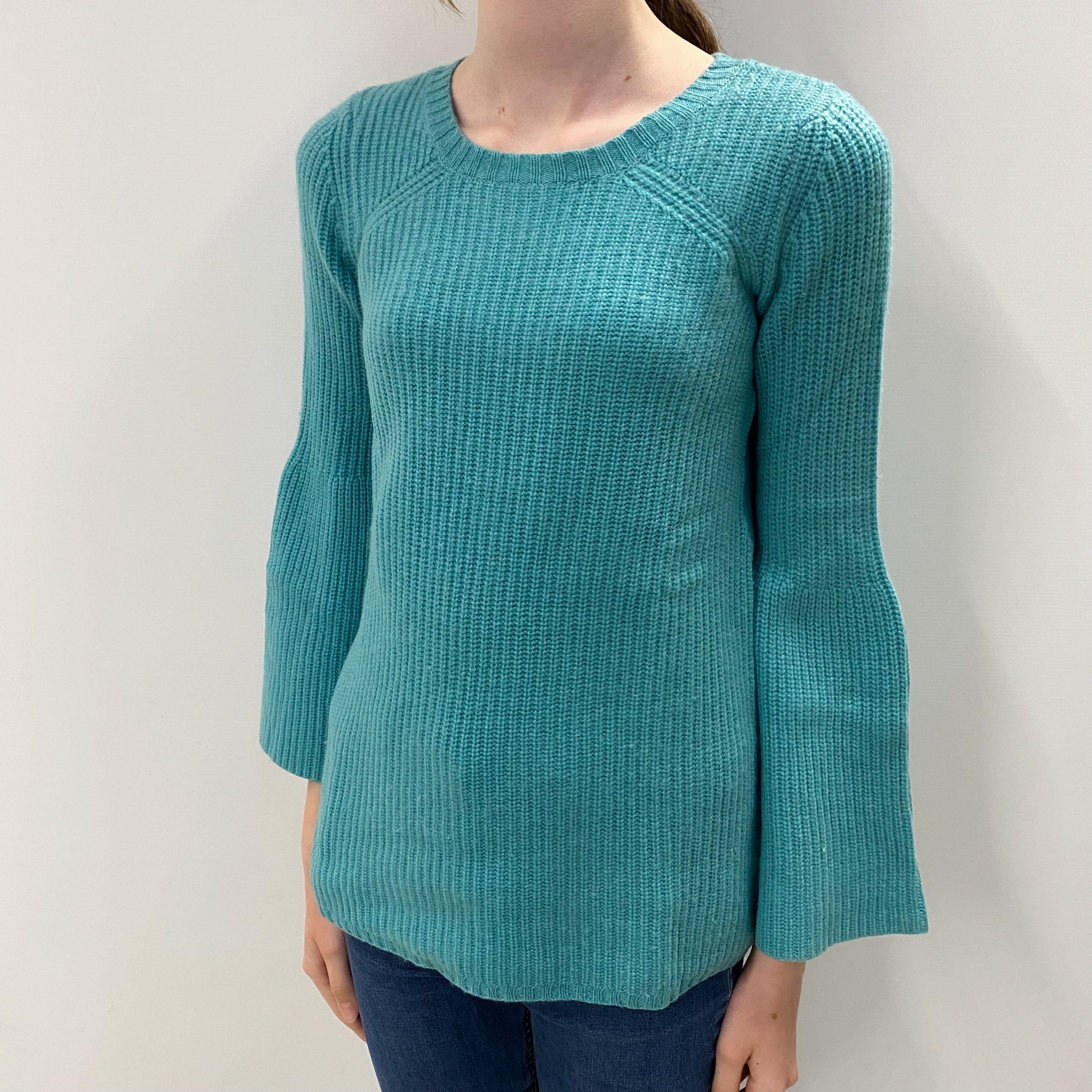 Aqua Green Cashmere Crew Neck Jumper Extra Small