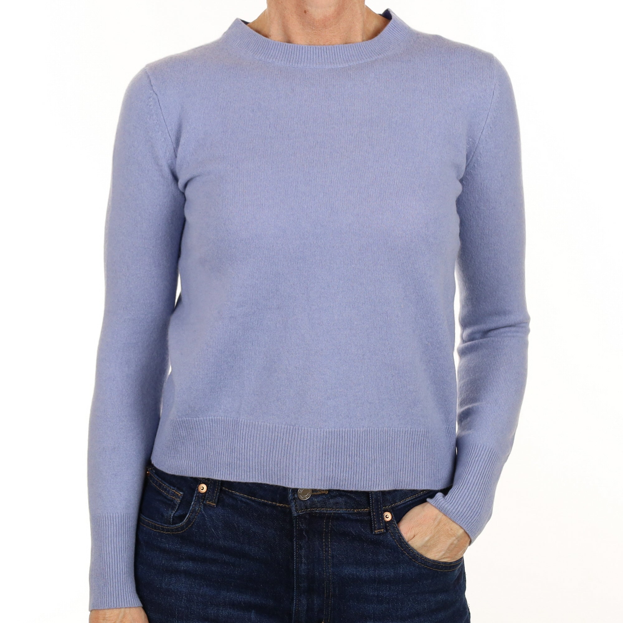 Pale Blue Cashmere Crew Neck Jumper Small